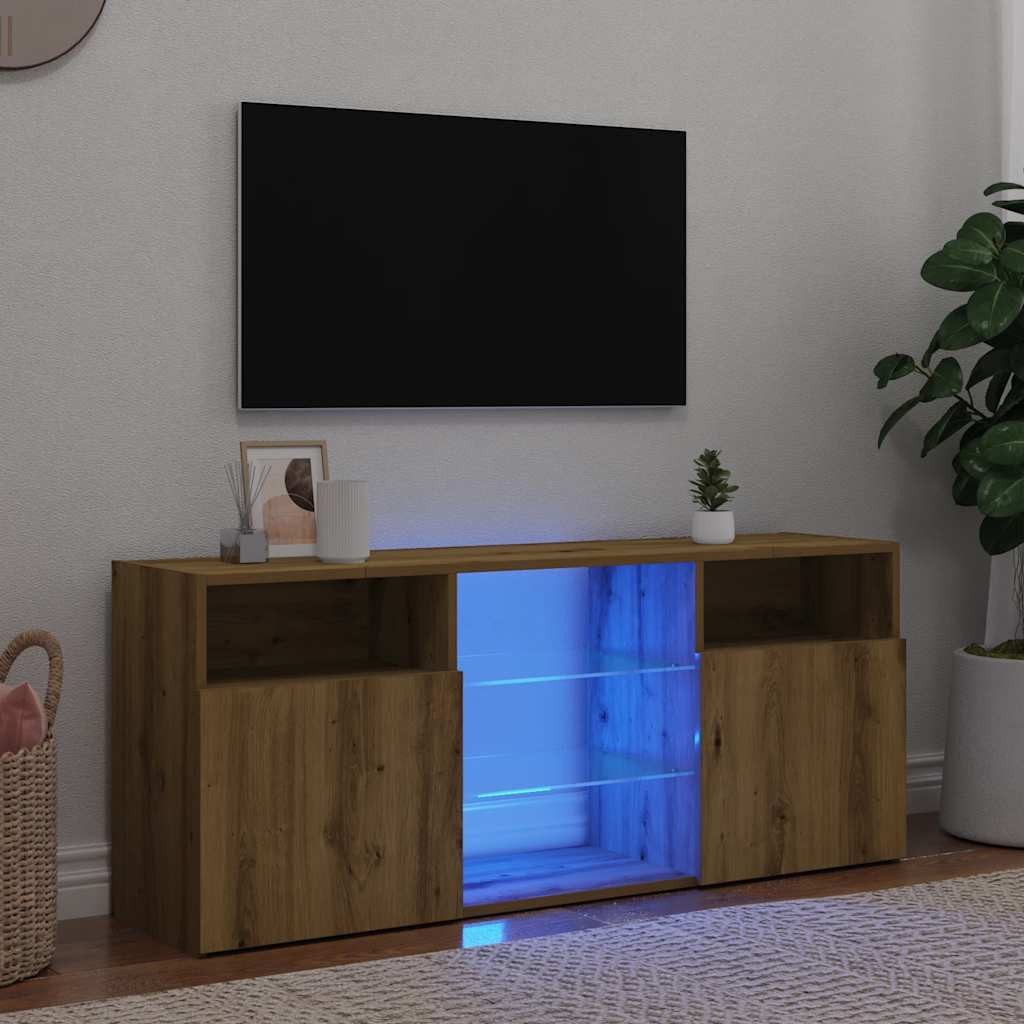 vidaXL TV-Schrank TV-Schrank mit LED-Leuchten Artisan-Eiche 120x30x50 cm (1-St) – Bild 2 von 5