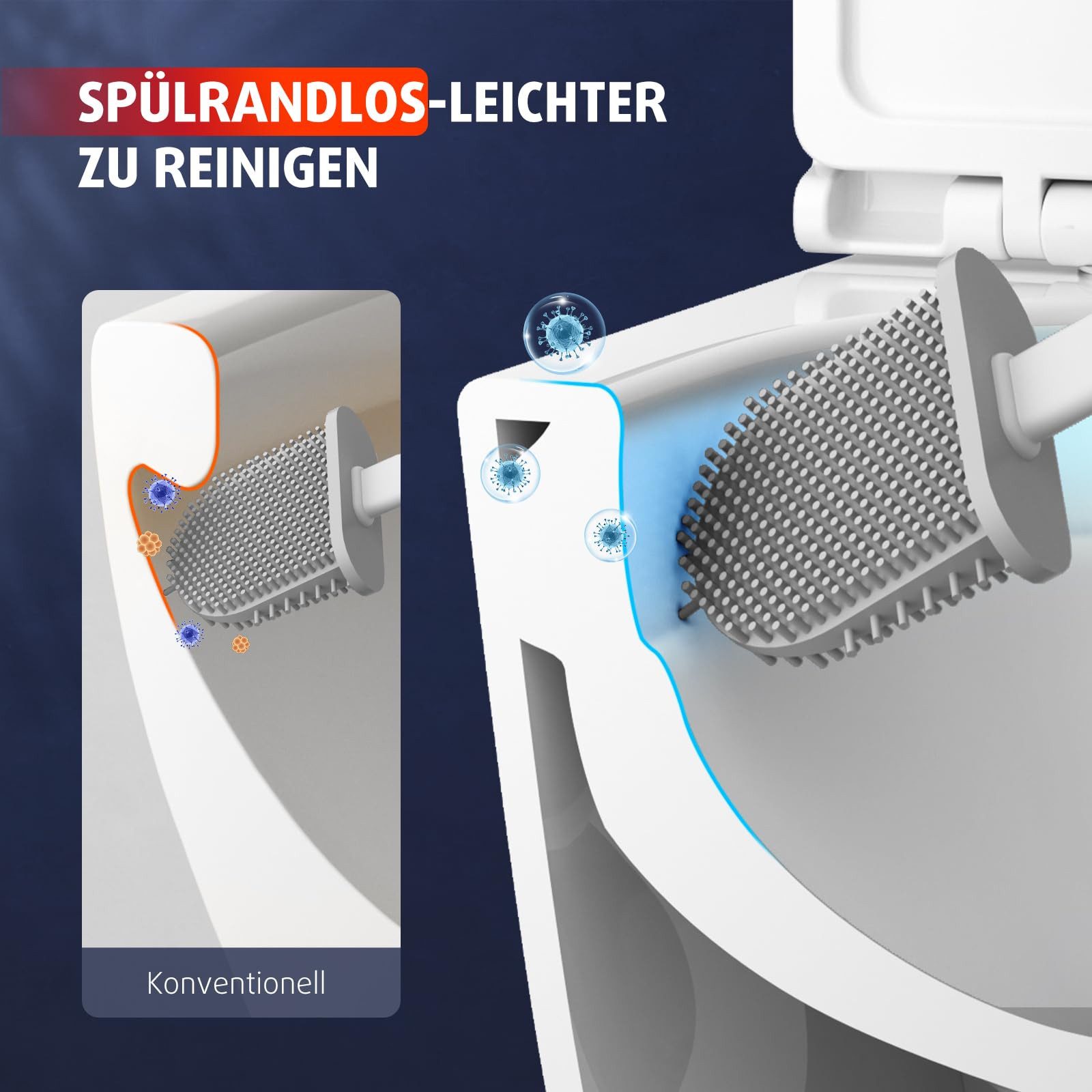 Rainsworth Tiefspül-WC Hänge WC Spülrandlos Einloch Spülung Toilette, 48.5cm lang – Bild 5 von 5
