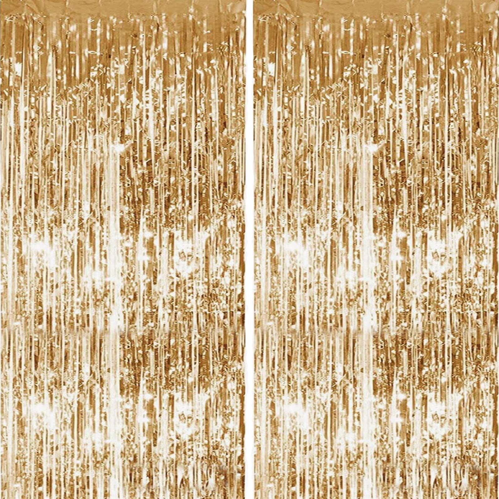 FOUORTUNATE-BEE Strähnchenfolie 2er Set Lametta Vorhang 1×2 m Party Deko Fotohintergrund Glänzend, (Für Geburtstag Hochzeit Abschluss Party Fotobox Tür Wand Dekoration