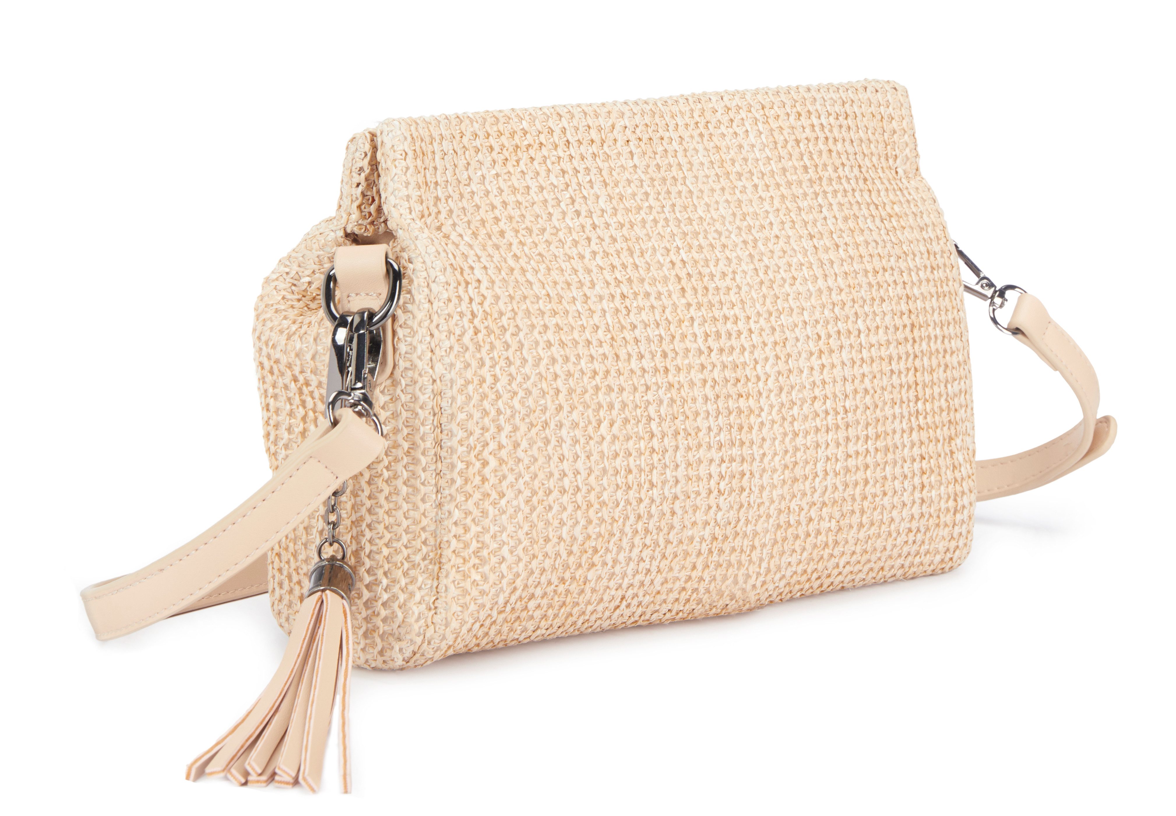 Vivance Umhängetasche Clutch, Handtasche,Schultertasche,Tragetasche,Crossbody Bag, Bast-Optik VEGAN