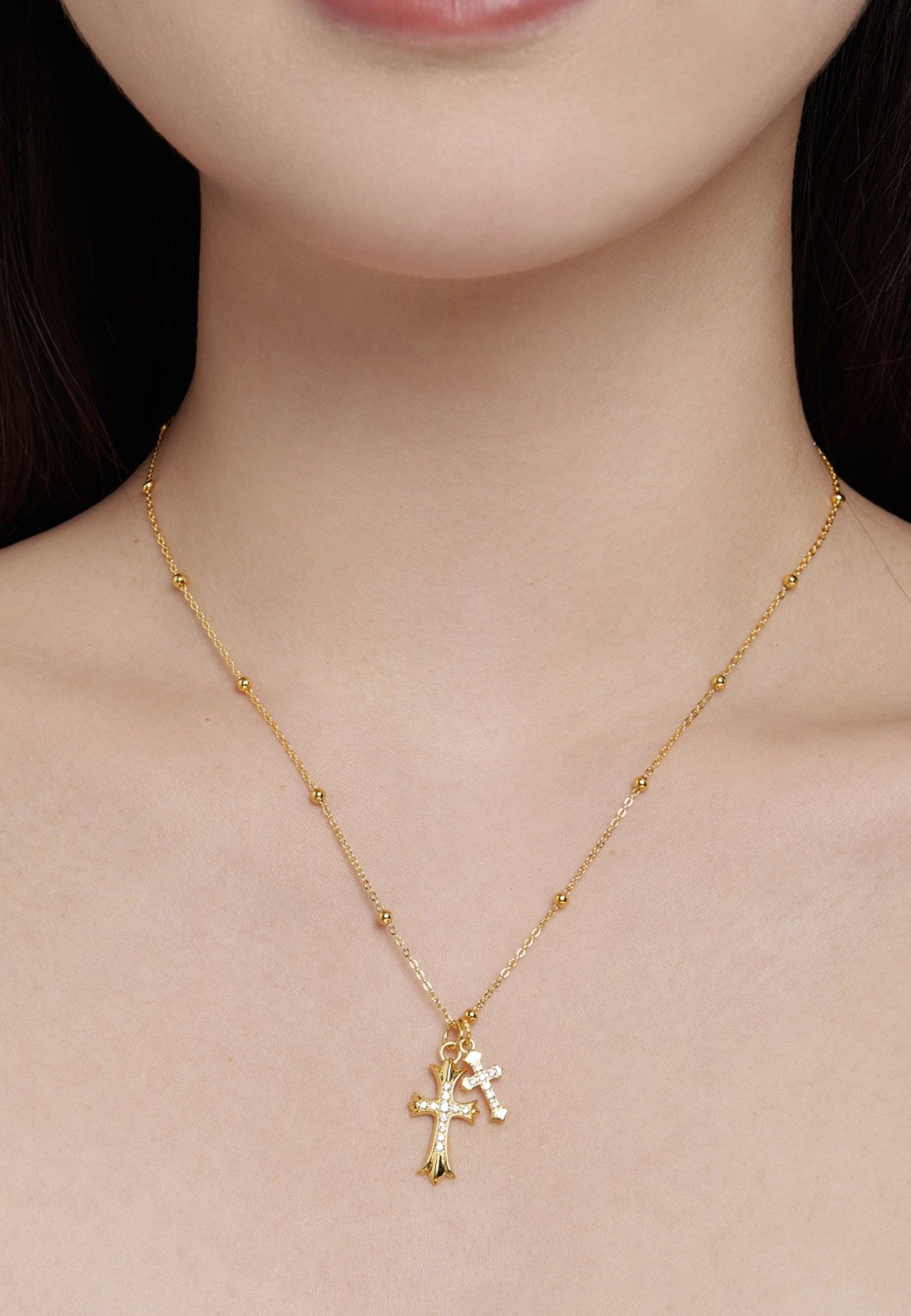 BRELLATO Kreuzkette Damen Halskette Kreuz-Anhänger, Gotik Symbol Kristall-K günstig online kaufen