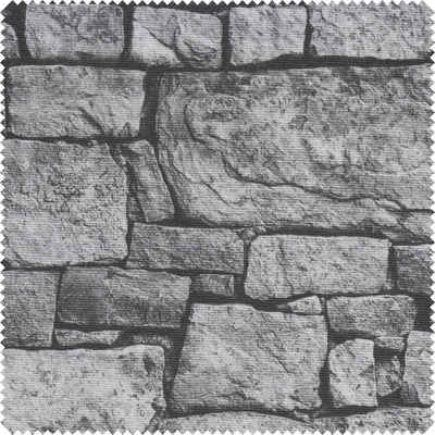Stoff Motiv-Stoff Steinmauer-Grau, 140 cm breit Meterware