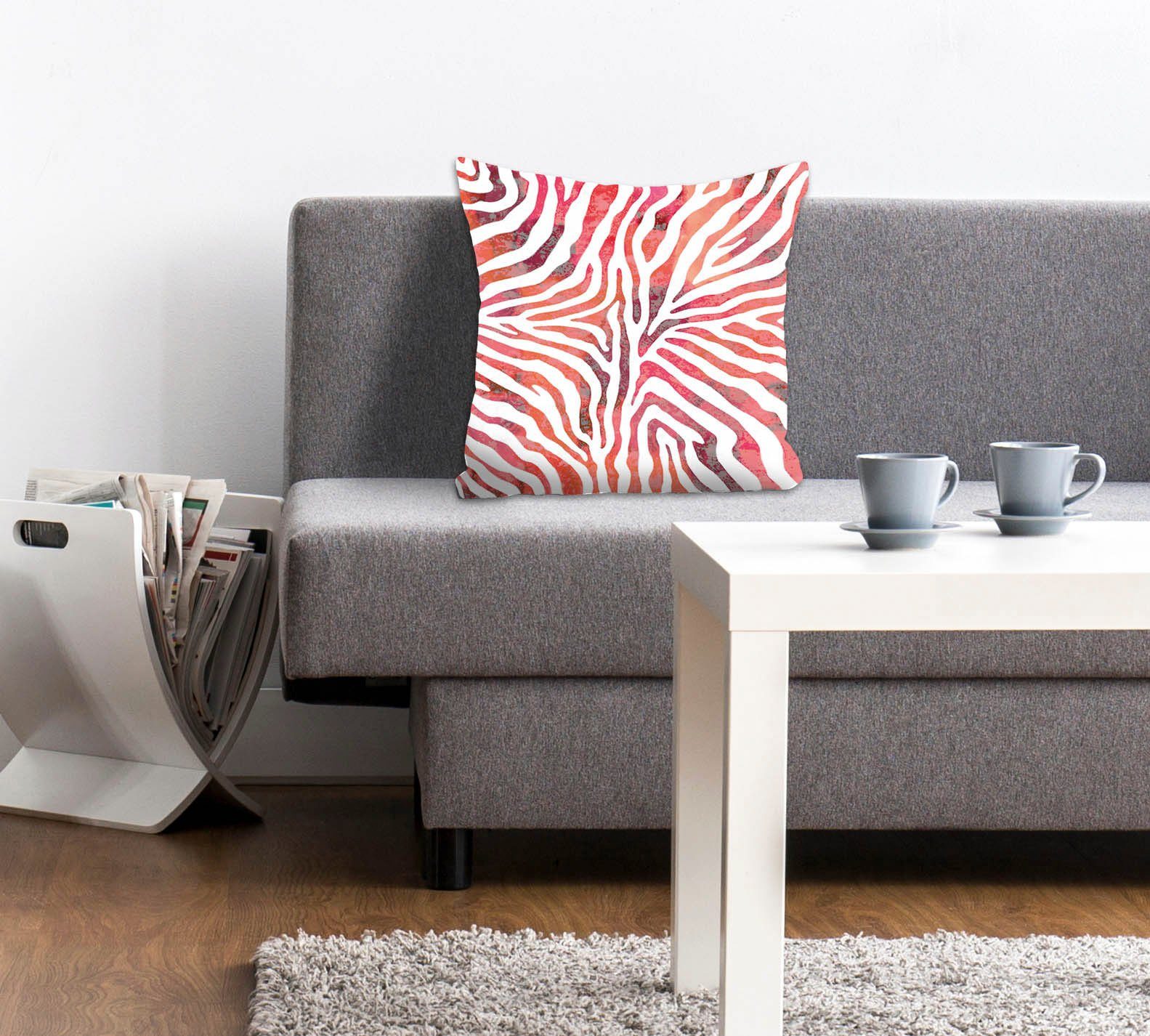 queence Dekokissen Rene, Kissenhülle,Animalprint,Zebra-Design,Streifenmuster,Schwarz,Weiß,Wild