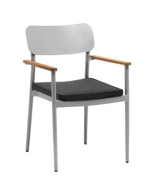 Konway Stapelstuhl DALLAS (4 St), 4x KONWAY® DALLAS Stapelsessel Silber Premium Polyrattan Sessel