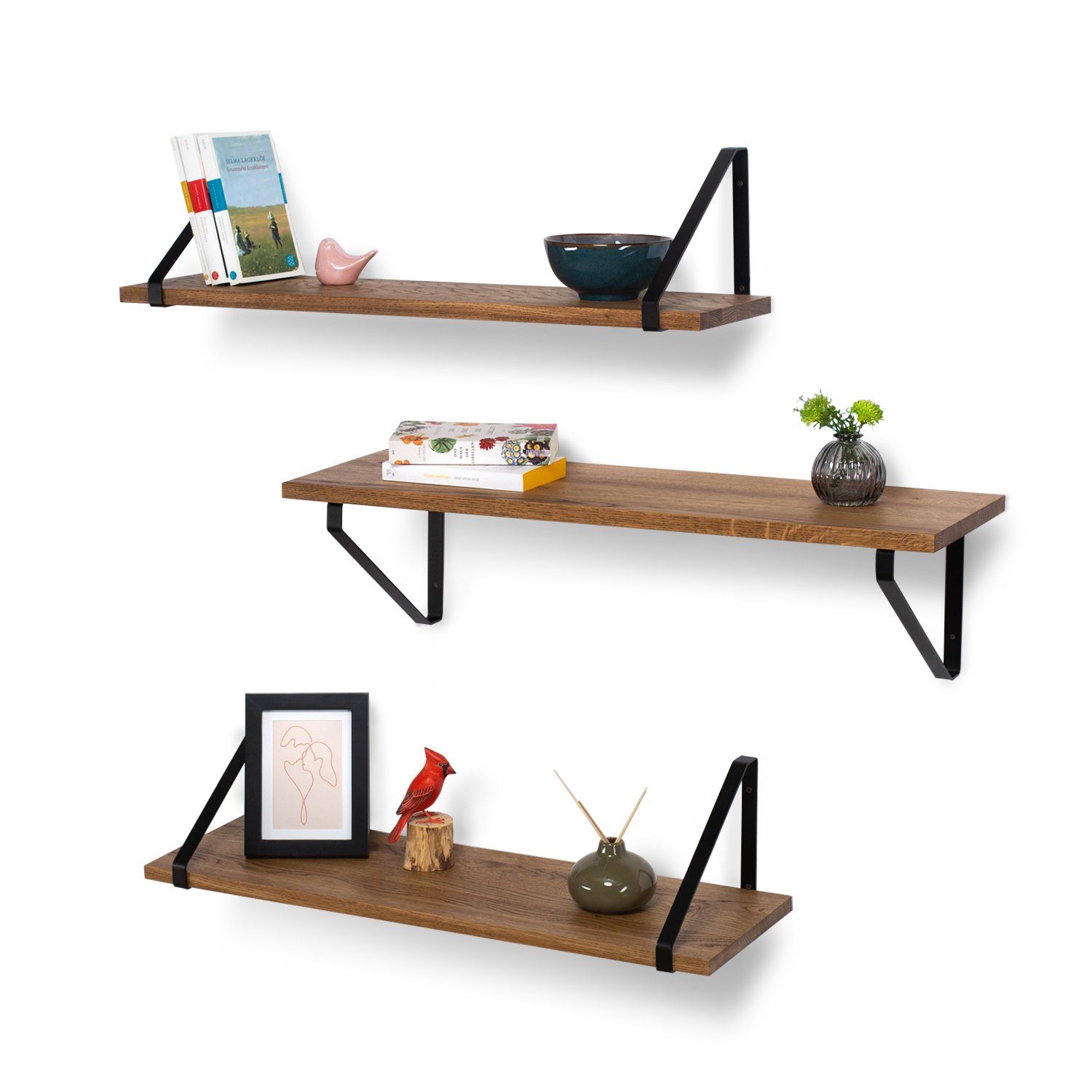 Rikmani Wandregal RAY Schweberegal Eiche schwarz, Holzregal, Wandboard, Büc günstig online kaufen