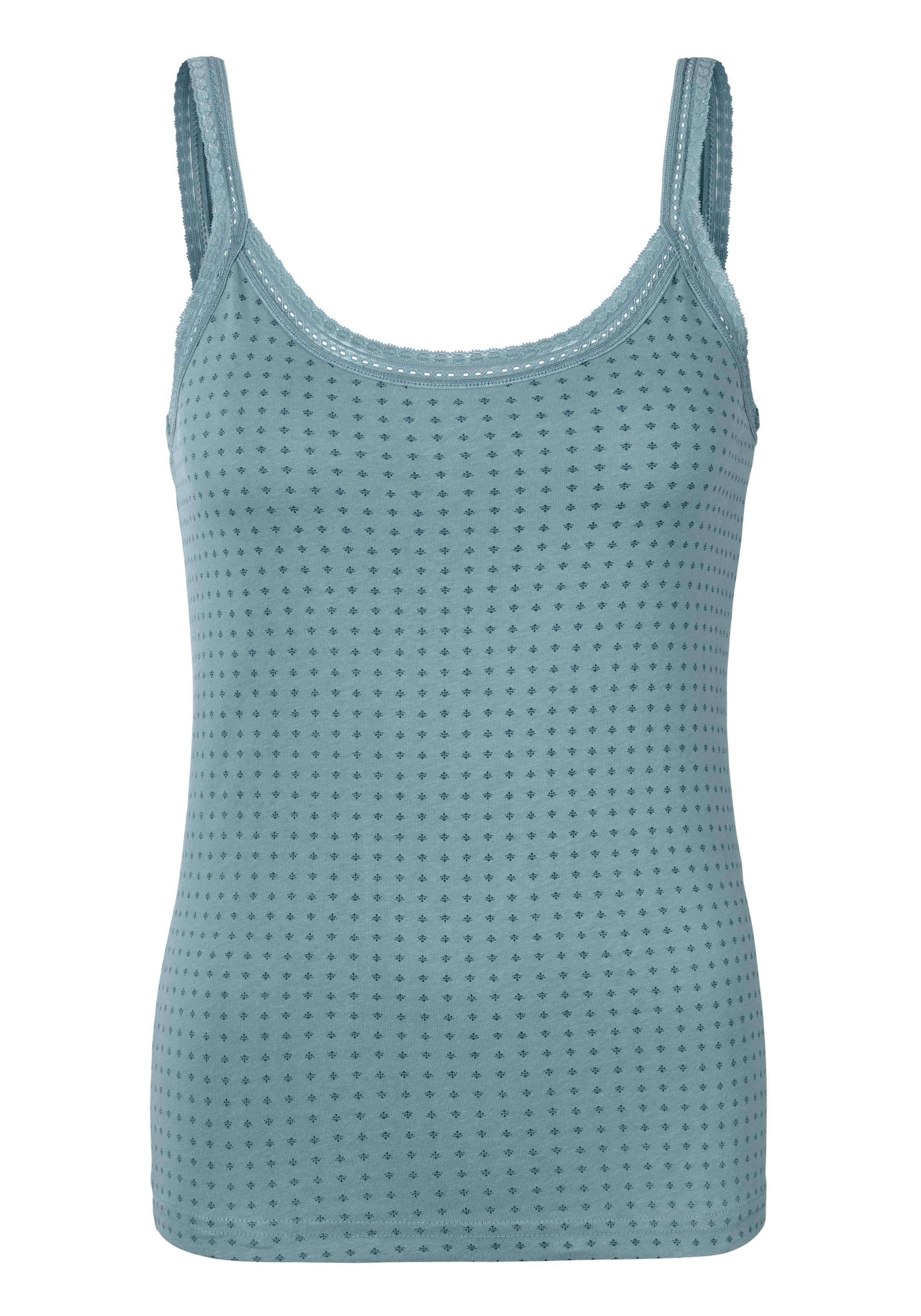 Unterhemd mint (Packung, Spitze, 2er-Pack) weiche Baumwolle, Spaghettiträger-Top 2-St., LASCANA elastischer aus