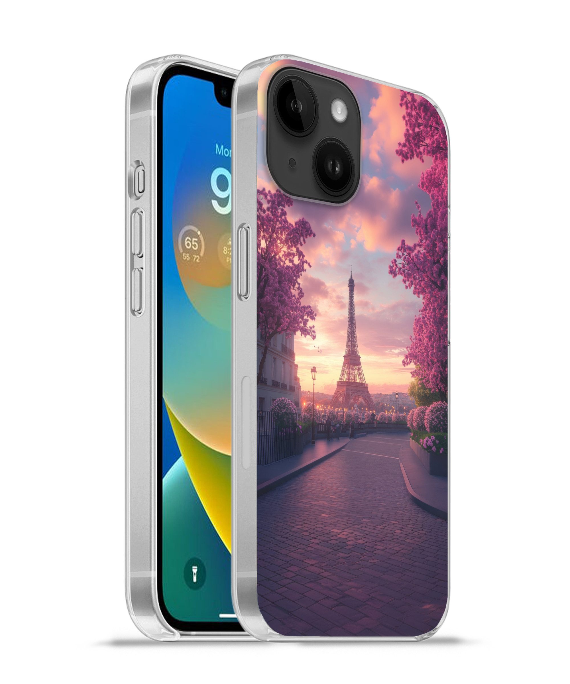 MuchoWow Handyhülle für Apple iPhone 14 Eiffelturm - Paris - Rosa, Smartphone-Bumper, Print, Handy Schutzhülle Dünn