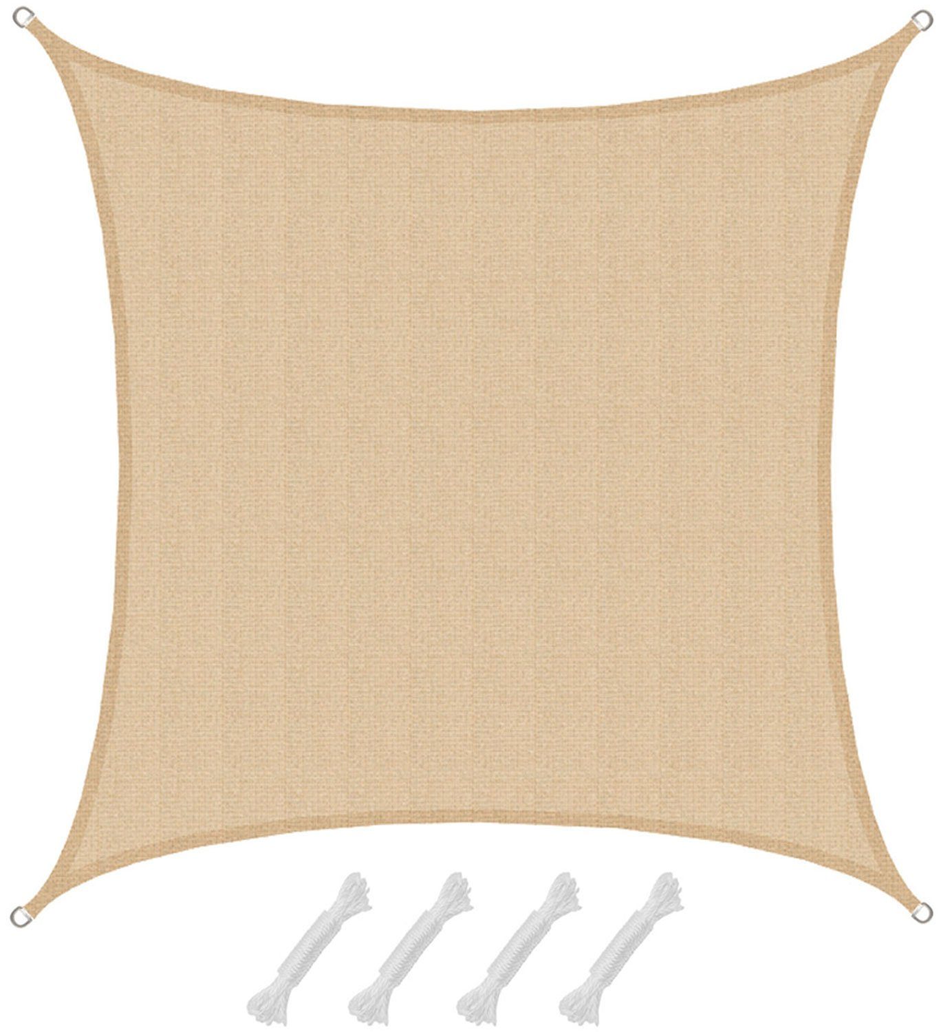 Sonnensegel mit UV Schutz - 4 x 4 m Winddurchlässig für Garten, Terrasse & Balkon