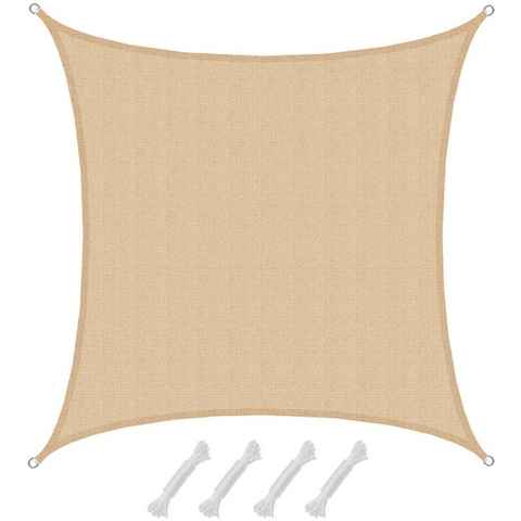 AMANKA Sonnensegel Sonnensegel HDPE Quadratisch UV Sonnenschutz Plane, 4x4 m Überdachung Garten Beige