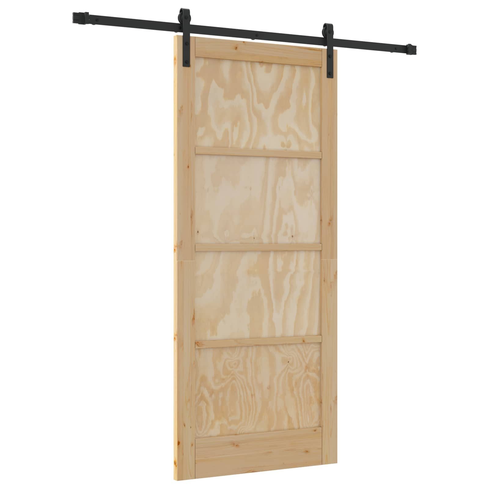 vidaXL Haustür Schiebetür Natürlich und Schwarz 86 x 198,5 cm (1-St)