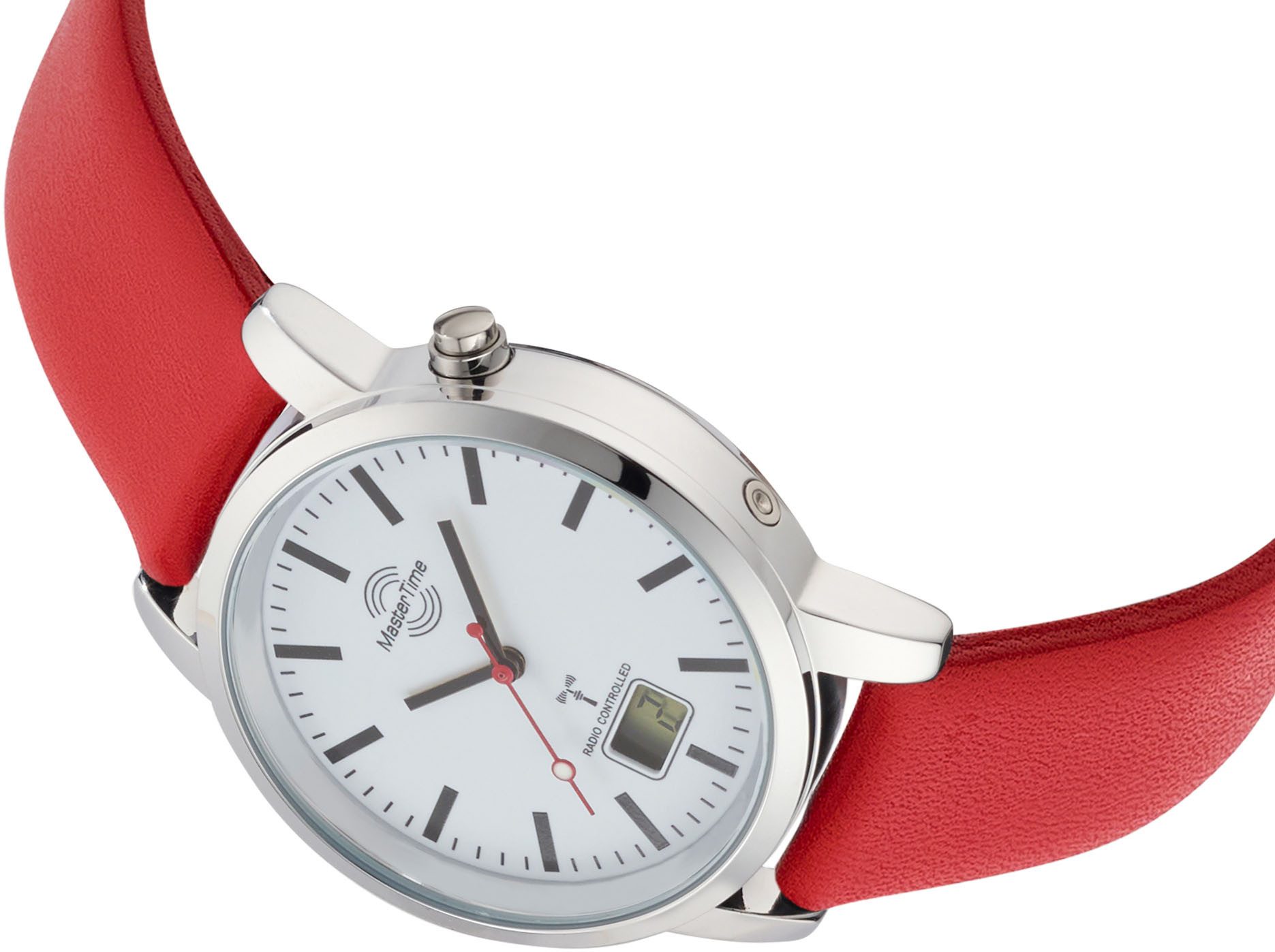 MASTER TIME Funkuhr MTGA-10917-11L, Quarzuhr, Armbanduhr, Herrenuhr, Lederarmband, analog, digital