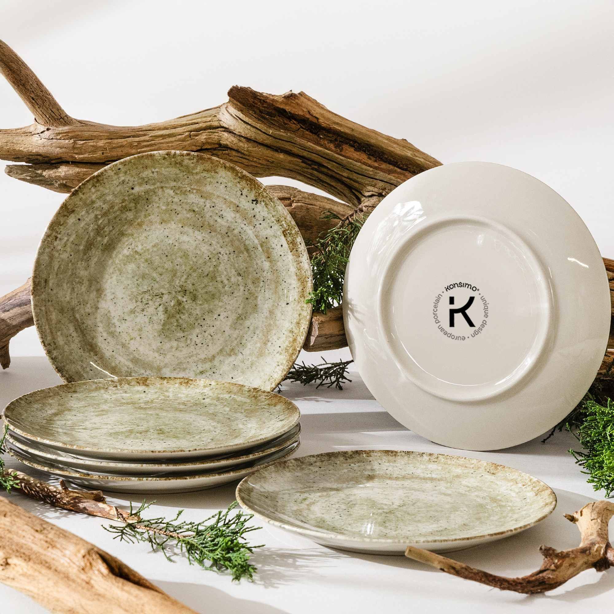 KONSIMO® Тарелки-Set ERATO Geschirr-Set, hergestellt in der EU, (6-tlg), 6 Personen, Porzellan, spülmaschinengeeignet, mikrowellengeeignet, 6x Десертная тарелка