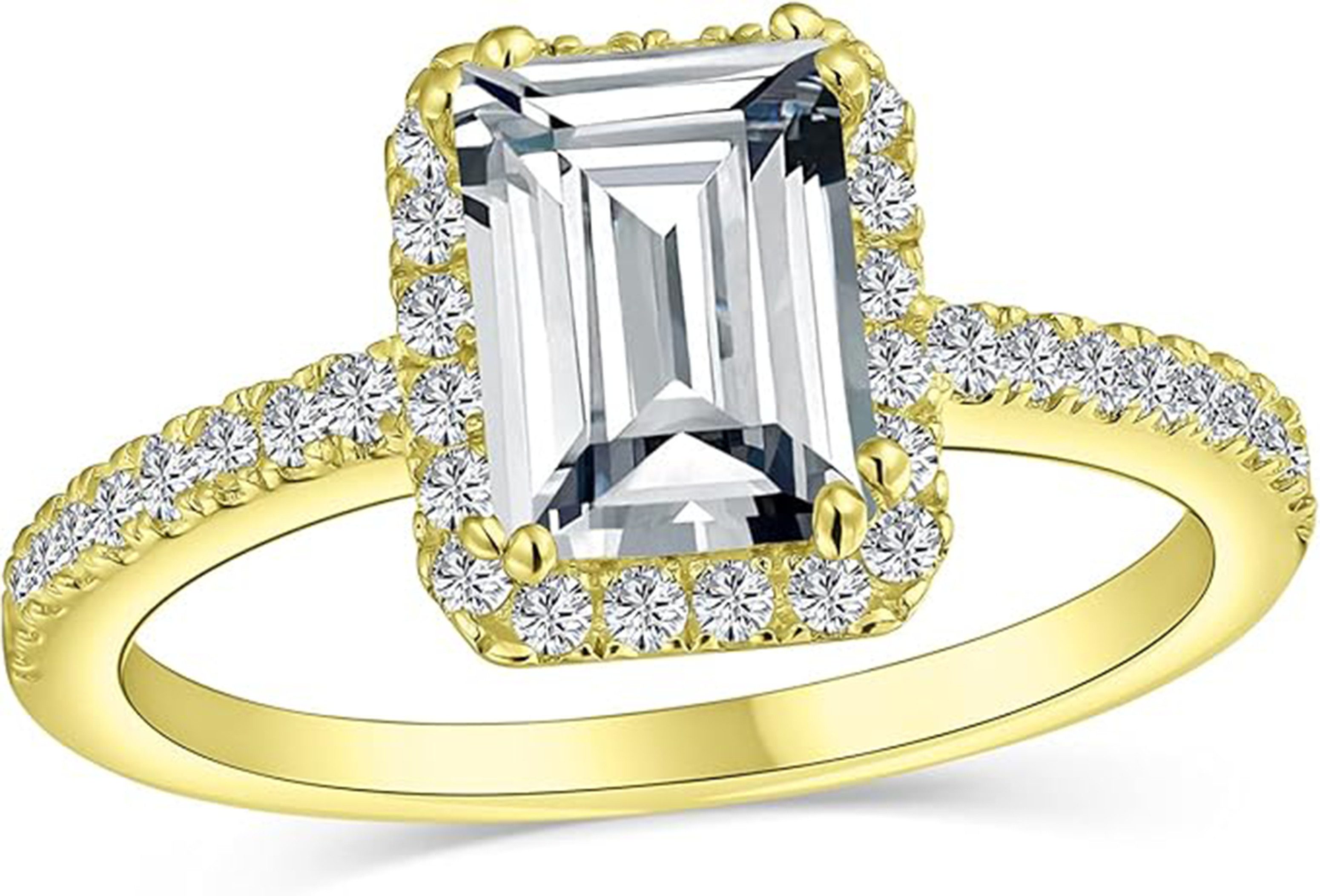 Jumpeak Verlobungsring 585 Gold, 2ct Smaragdschliff , Labor-Diamant, Damen-Eheringset, Geschenk für Ihre Liebsten/Jubiläum/Weihnachten, Luxusschmuck mit IGI