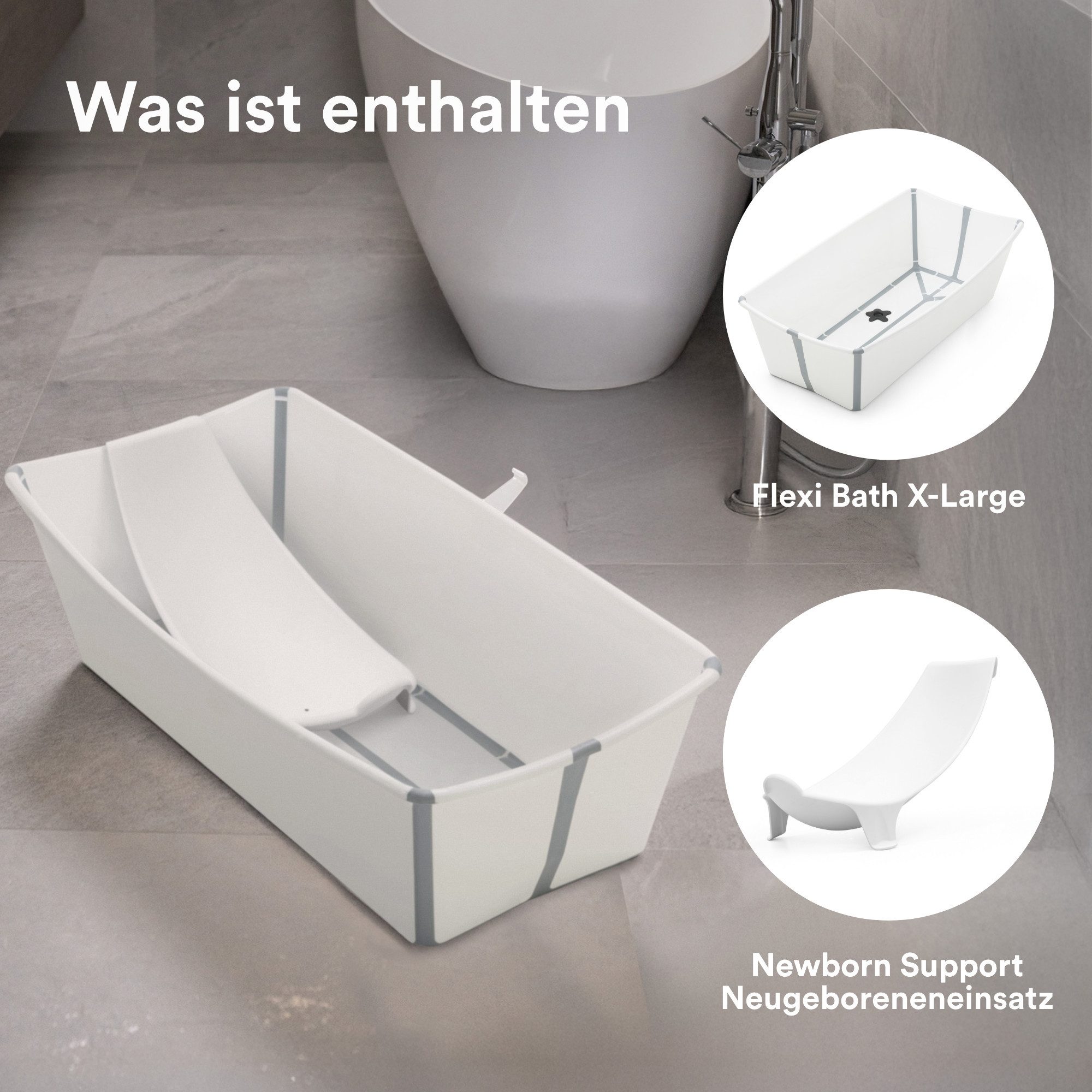Stokke Babybadewanne Flexi Bath® X-Large Bundle mit Newborn Support