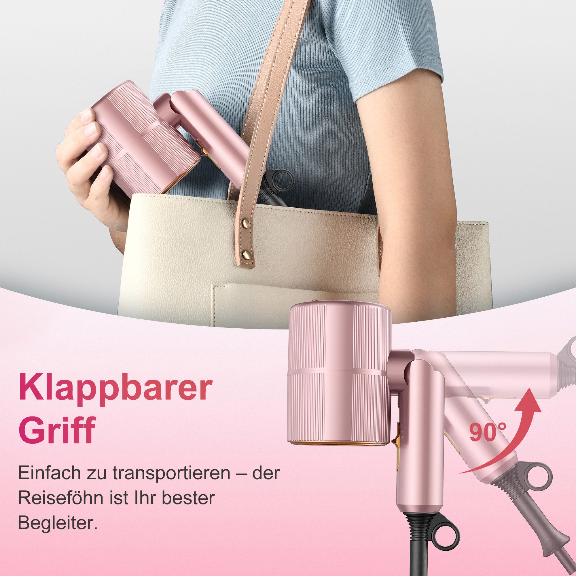 Fyrove Haartrockner Haartrockner Föhn,2026 Haartrockner Ionen mit Diffusor, 2400 W, Konzentrator-Düse, 2400 W, Turbo-Ultra-Leise-Motor, föhn 4-in-1, 4, Heiz&2 G – Bild 5 von 5
