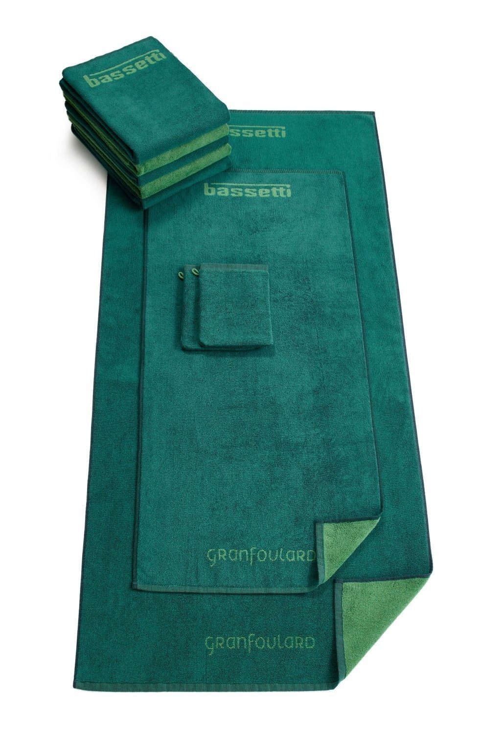 Bassetti Duschtücher Wendedesign mit grün SHADES