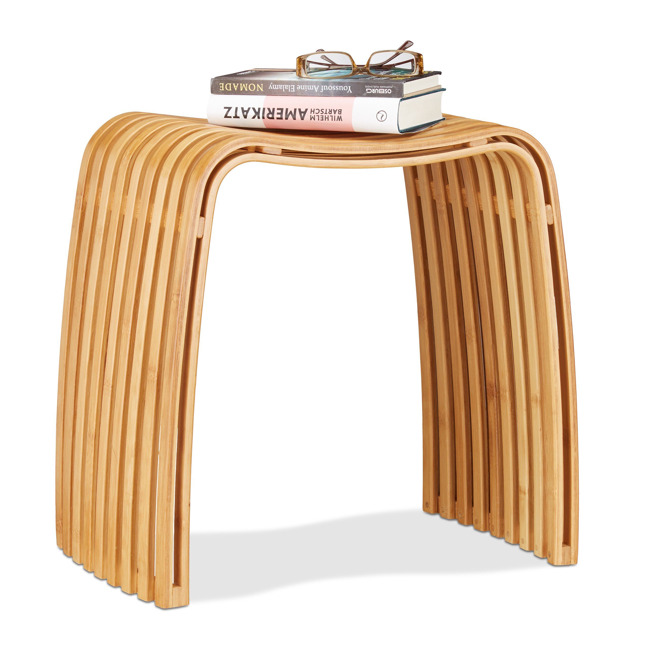 relaxdays Sitzhocker 2 x Garderoben Hocker im Bambus Design (2 St)