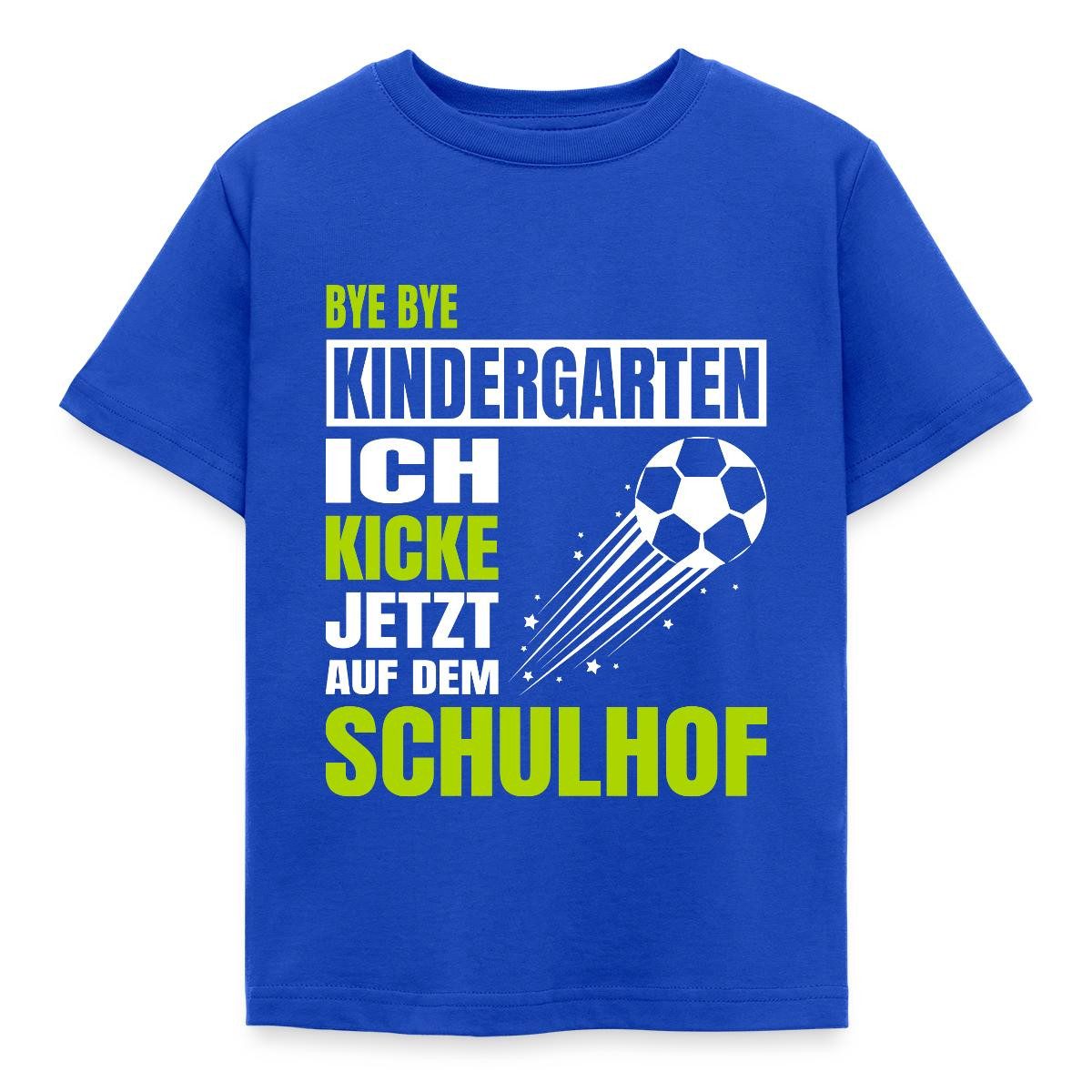 Spreadshirt T-Shirt Bye Bye Kindergarten Ich Kicke Jetzt Auf Dem Schulhof Kinder T-Shirt (1-tlg) Fällt klein aus. Wir empfehlen, eine Größe größer zu bestellen.