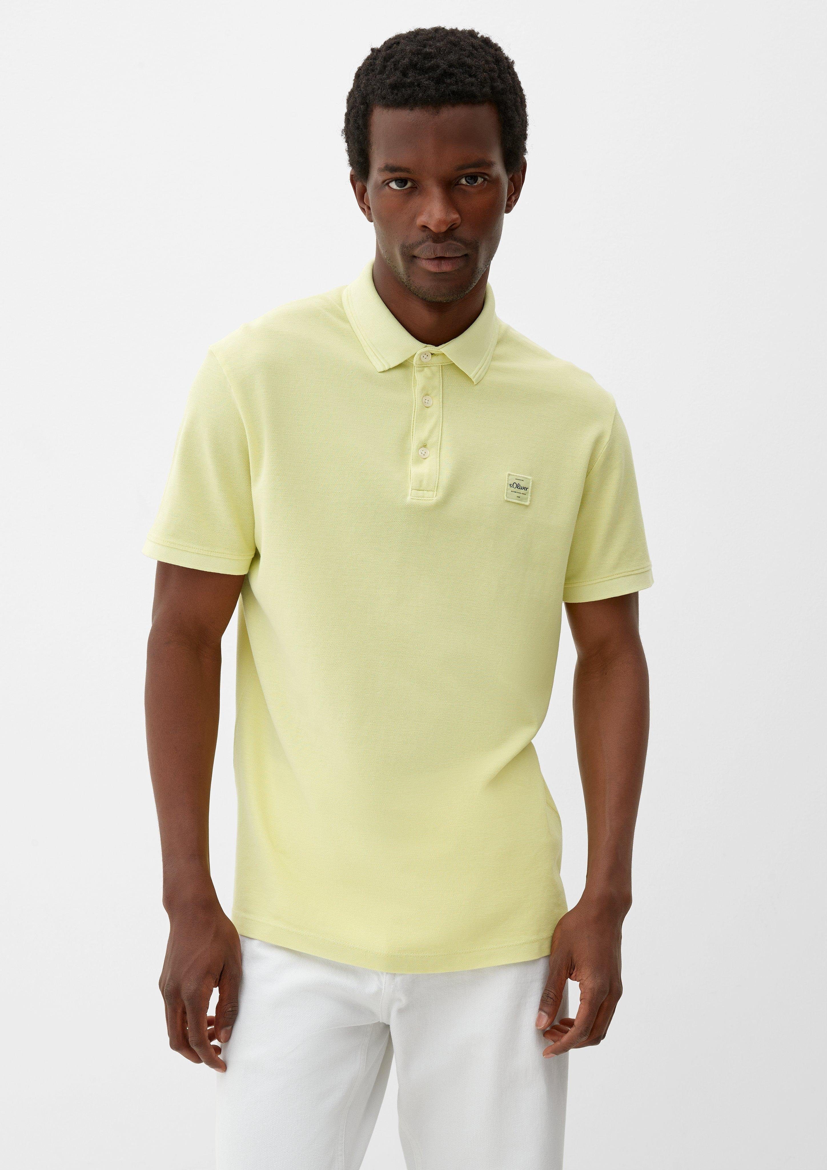 s.Oliver Poloshirt Polo-Shirt mit Logo-Patch limettengrün Label-Patch Garment Dye