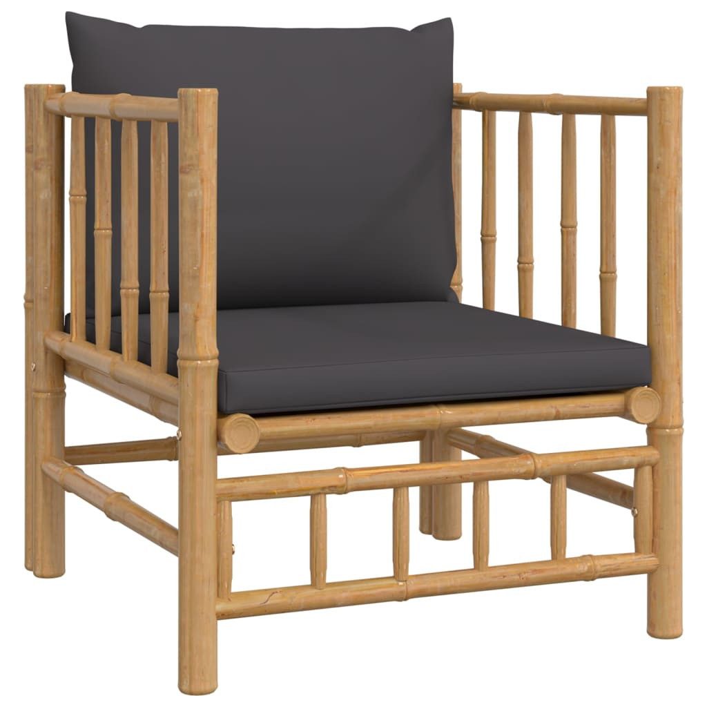 vidaXL Sofaelement Gartensessel mit Dunkelgrauen Kissen Bambus (1 St)