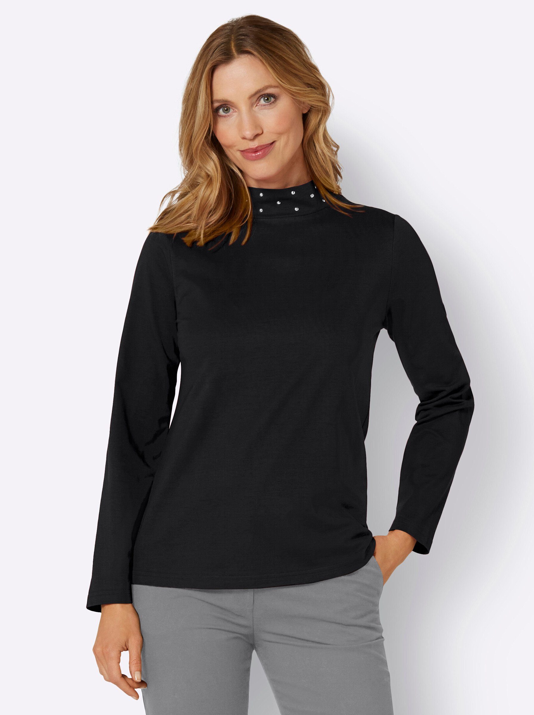 Sieh an! T-Shirt Stehkragenshirt .