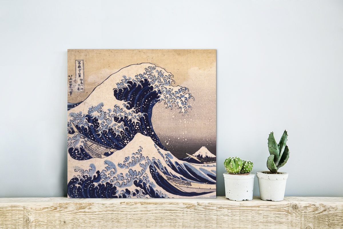 MuchoWow Metallbild Aluminium - Metall, Gemälde (1 Alu-Dibond-Druck, aus Kluft Die Gemälde von große Kanagawa deko Hokusai, St), Katsushika von