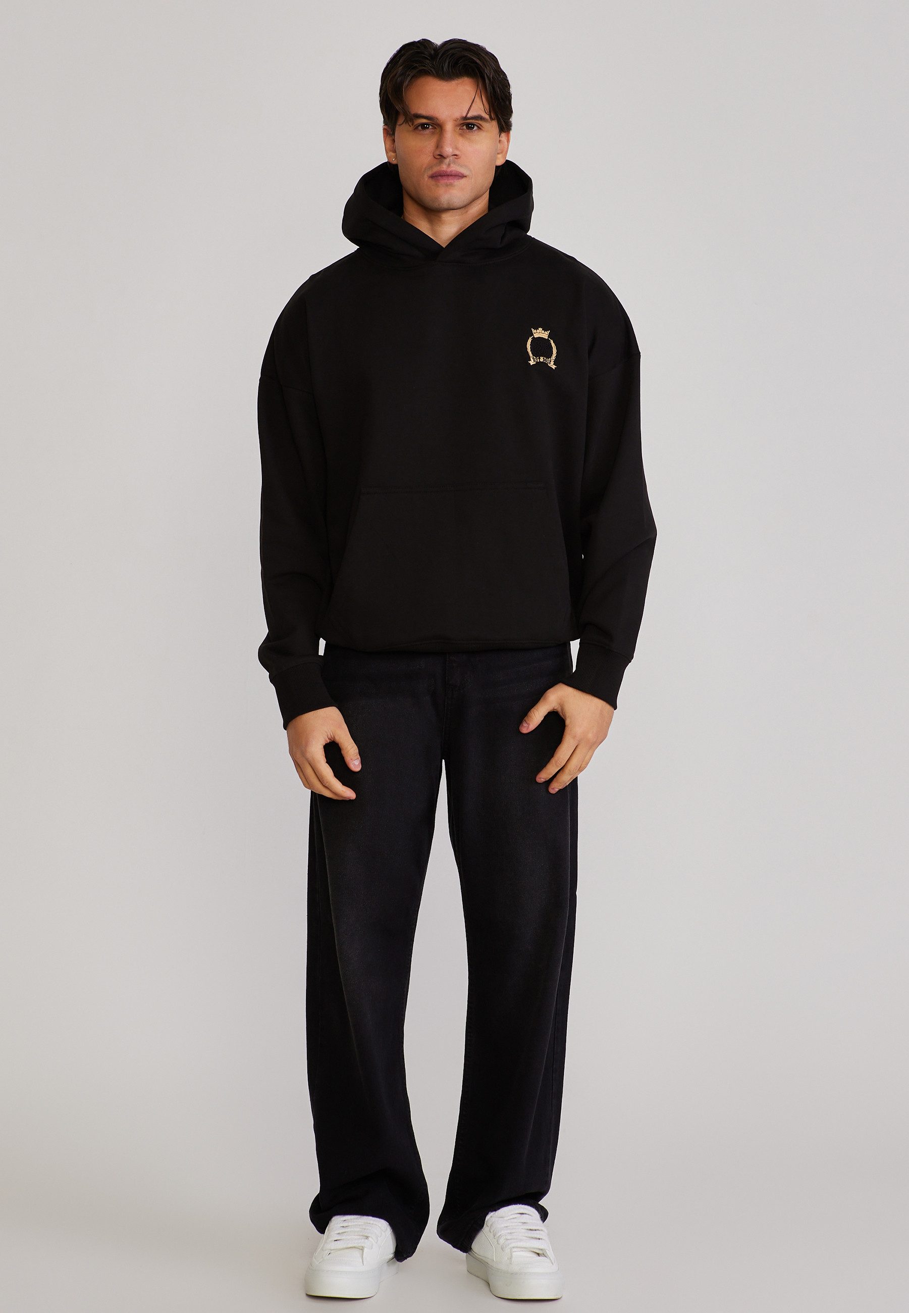 Hoodie SikSilk Herren Schwarz Crest Hoodie