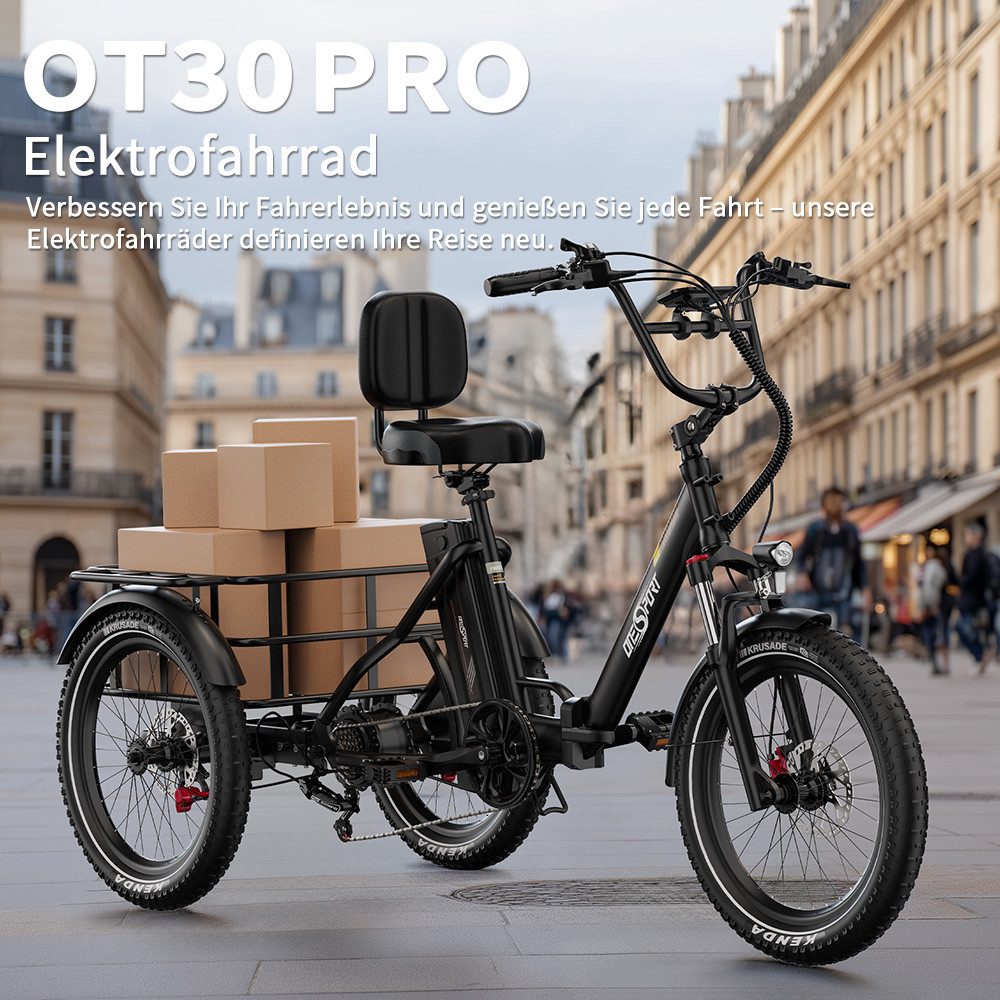 Onesport E-Bike Cityrad OT30 Pro 3 rad Faltbares Damen u. Herren E-Fahrrad 864WH, 90 km, Kettenschaltung, Heckmotor, 864 Wh, Pedelec