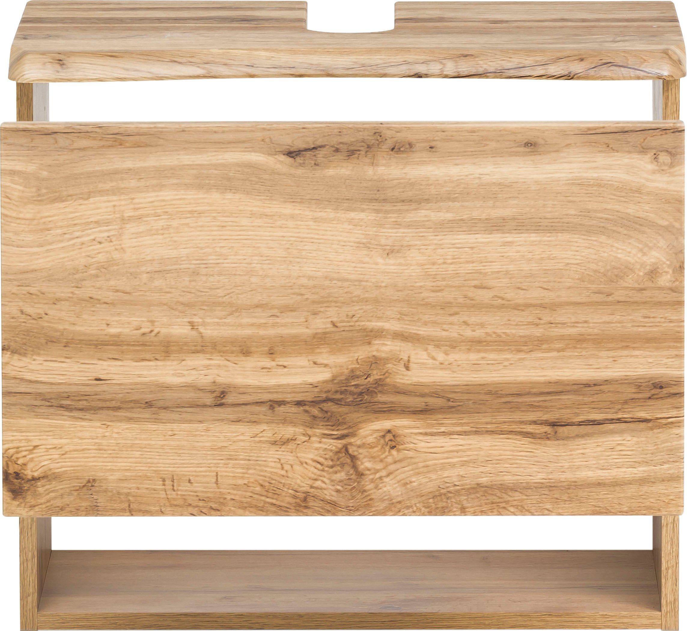 welltime Waschbeckenunterschrank Stubach Bad Schrank, Abdeckplatte mit Baumkante, Breite 60 cm – Bild 4 von 5