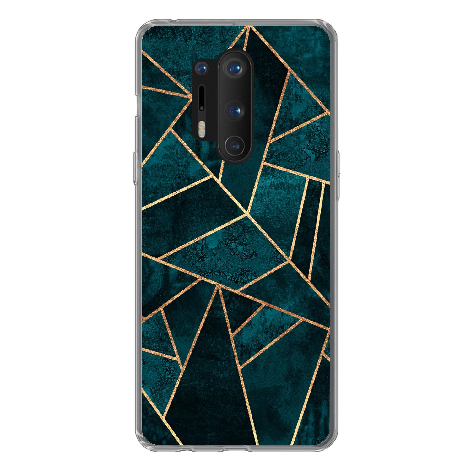 MuchoWow Handyhülle für OnePlus 8 Pro Steine - Gold - Luxus - Muster - Abstrakt, Phone Case, Silikon, Schutzhülle Dünn