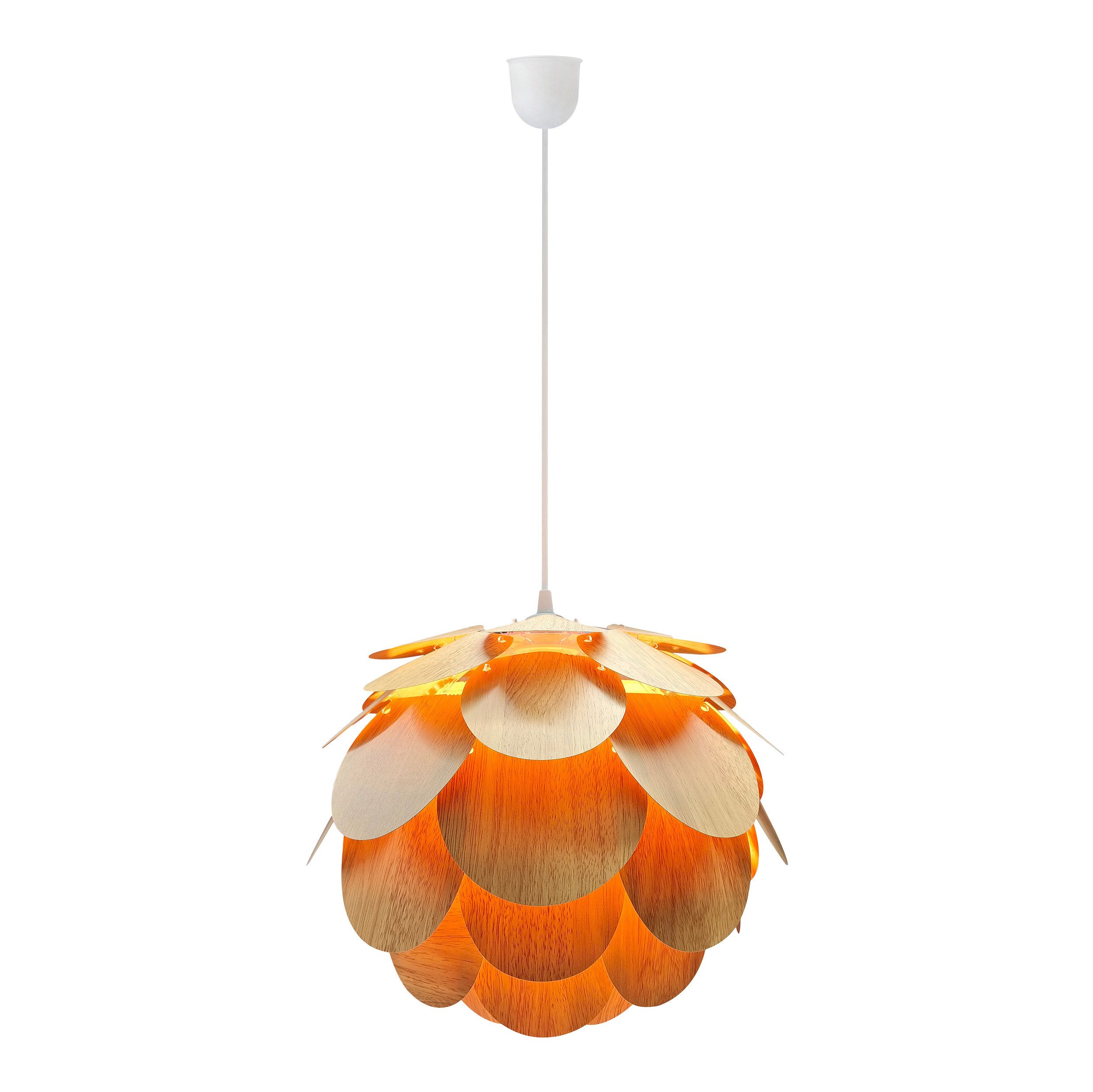 näve Pendelleuchte Foglia, ohne Leuchtmittel, exkl. 1x E27, blütenform, naturfarben, D: 40cm, Pendel weiß 70cm
