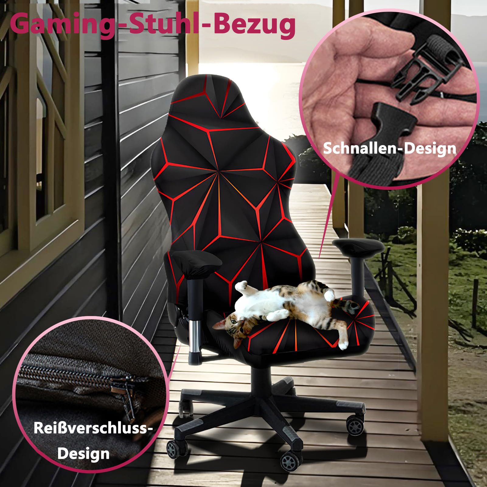 Agger Stuhlhusse Gaming Stuhlbezug Stretch – Universeller Gamingstuhl Bezug, Elastischer Bürostuhlbezug, Waschbar & Rutschfest