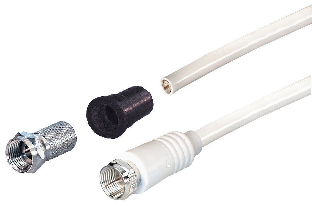 Transmedia Koaxialkabel-Set 10m F-Stecker gerade - offenes Ende + Twist On F-Stec SAT-Kabel