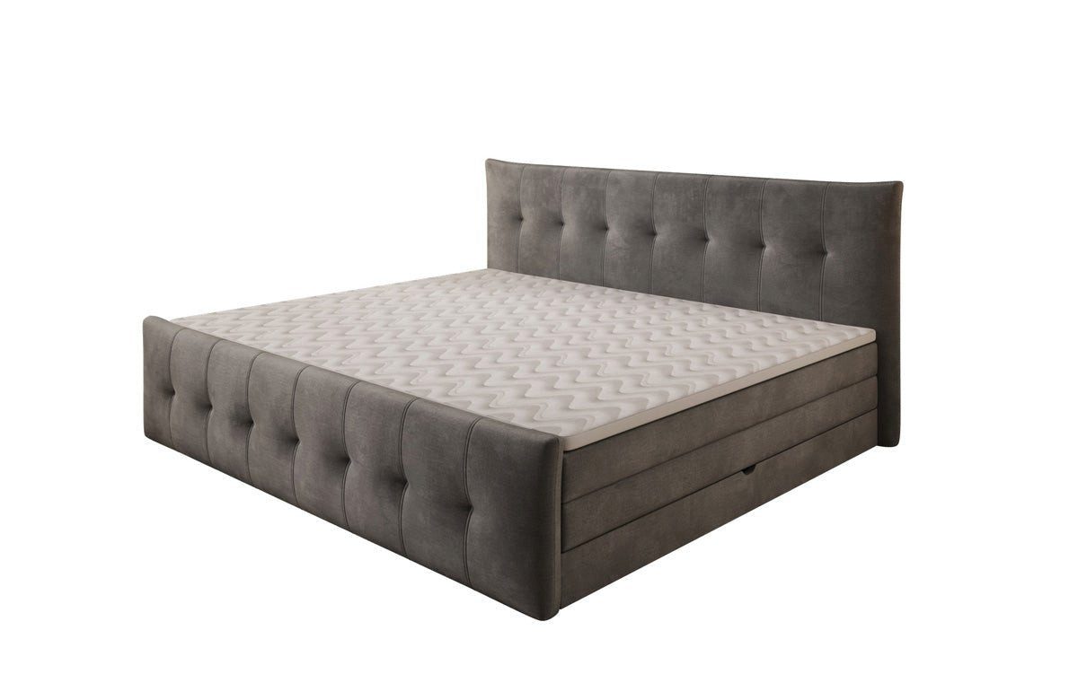 Luxusbetten24 Boxspringbett Familien Boxspringbett Valenza in Samt, mit Stauraum