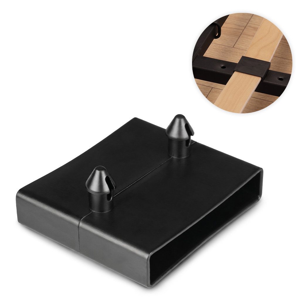 Prima-Online Möbelbeschlag Lattenrost Mittelkappen 55x9mm Schwarz Federleisten Mittelhalterungen (Mittelkappe), Flexibler und bruchfester Kunststoff, werkzeuglose Steckmontage.