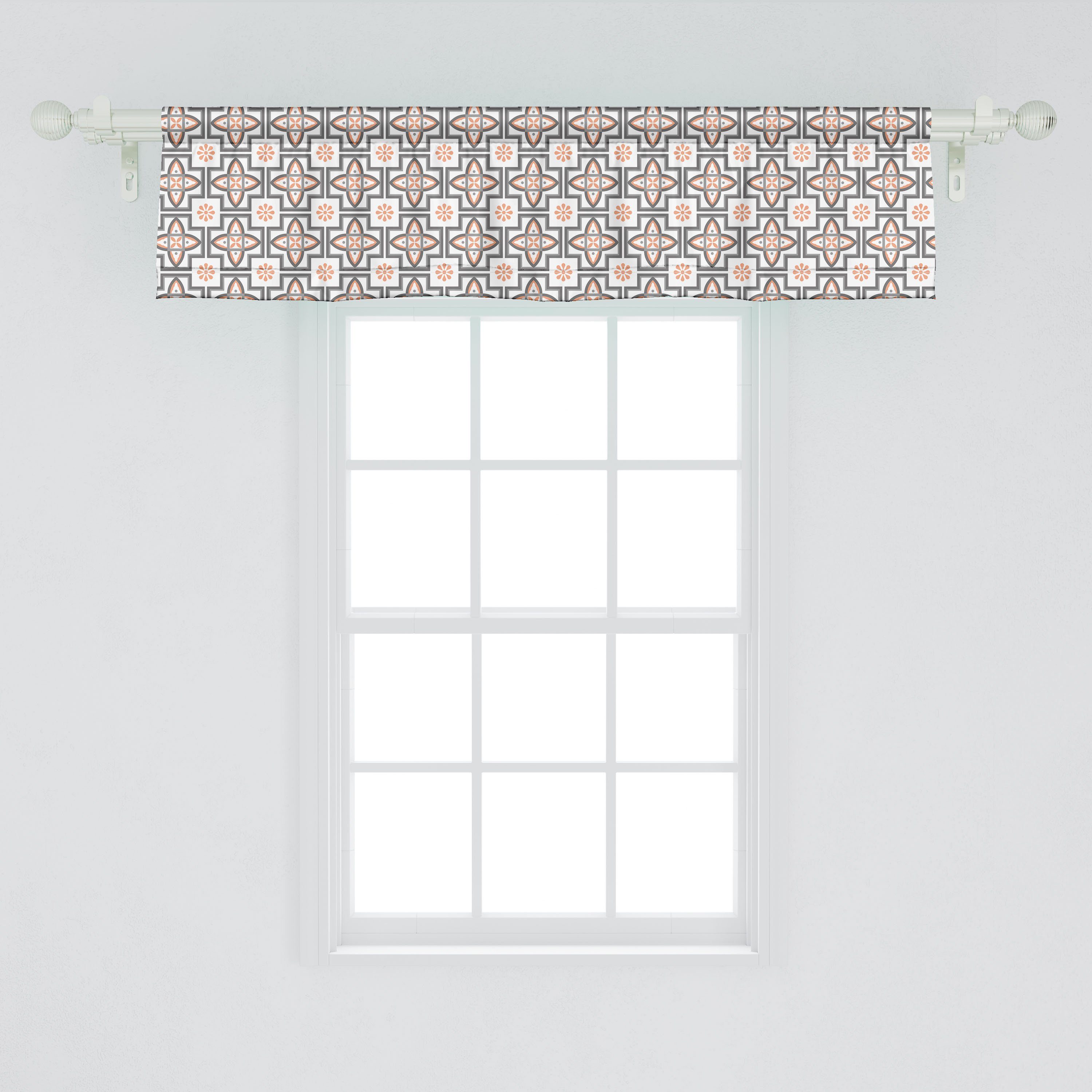 Abstrakte Microfaser, Stangentasche, mit Schlafzimmer Scheibengardine für Volant Retro Abakuhaus, Vorhang Geometrie Klassische Dekor Küche