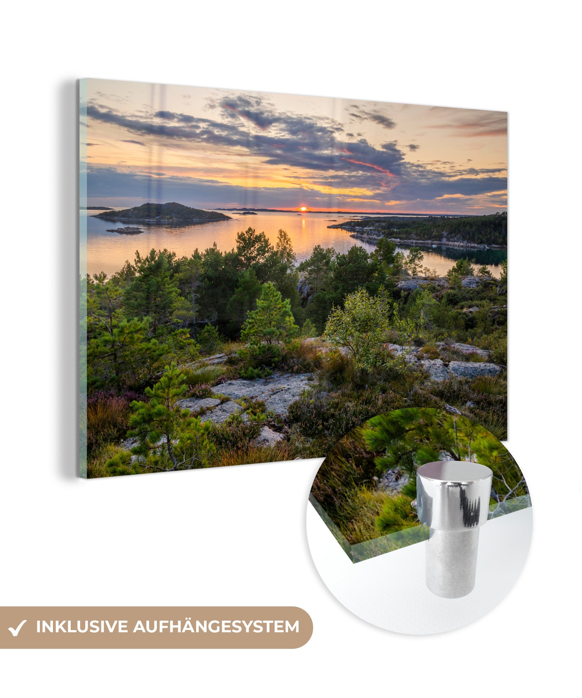MuchoWow Acrylglasbild Sonnenuntergang an der schwedischen Küste, (1 St), Acrylglasbilder Wohnzimmer & Schlafzimmer