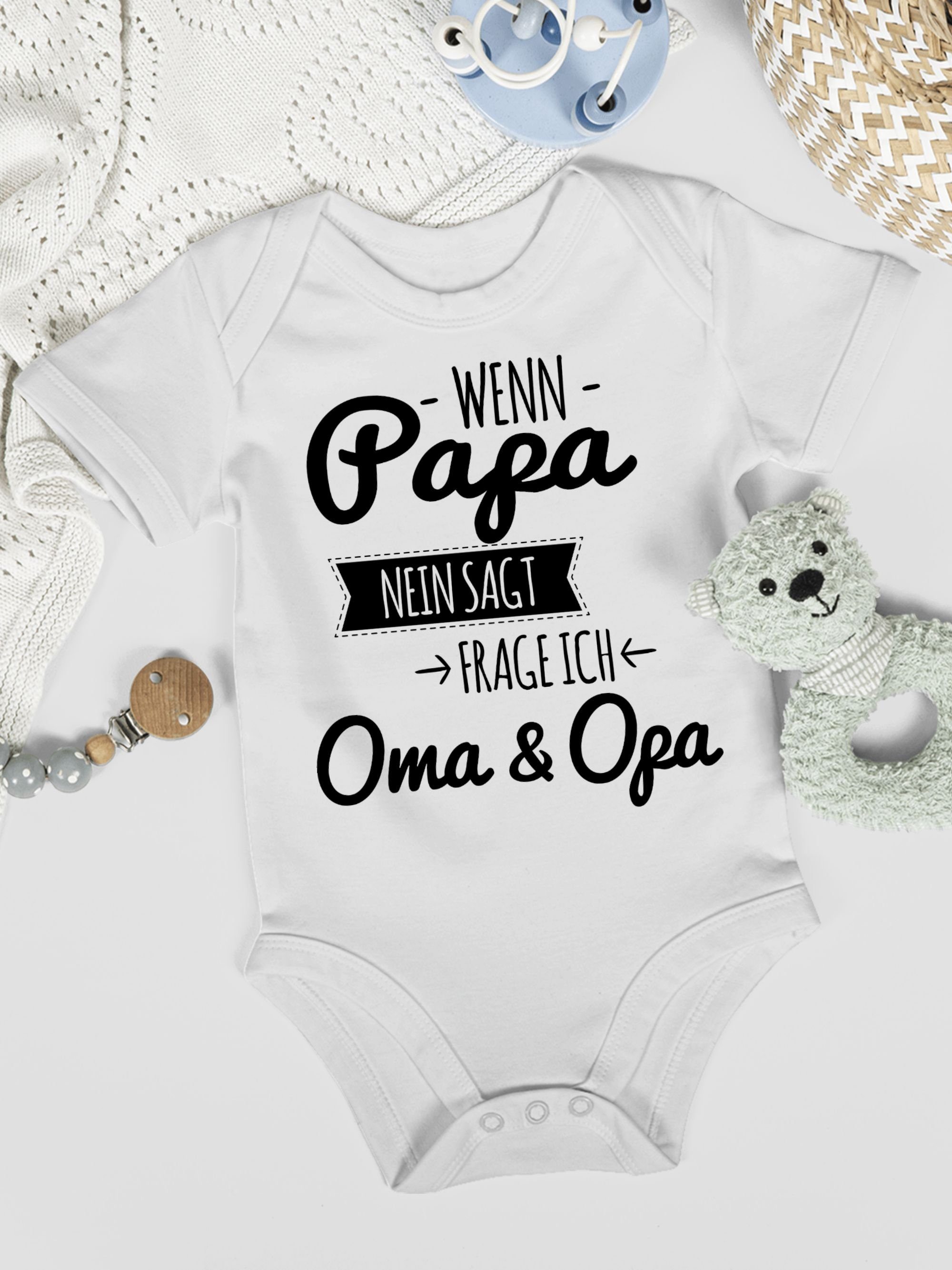 frage 1 Shirtracer Baby Shirtbody Wenn Papa & Opa nein Weiß sagt - Oma ich Sprüche schwarz