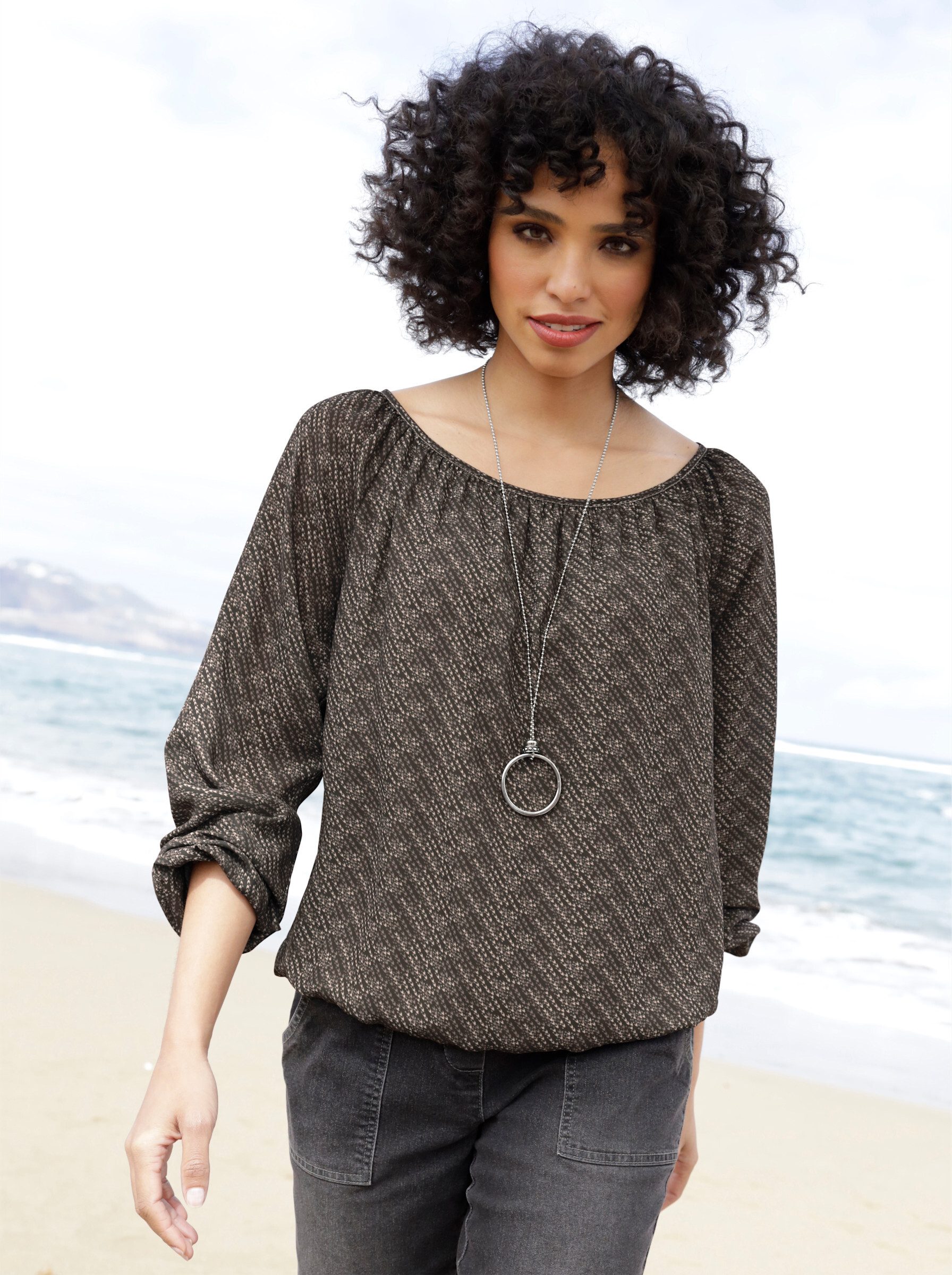 heine Klassische Bluse Druckbluse Langarm