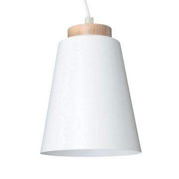 Licht-Erlebnisse Pendelleuchte ROGER, ohne Leuchtmittel, Weiße Pendelleuchte Metall Holz skandinavisch Esstisch Lampe