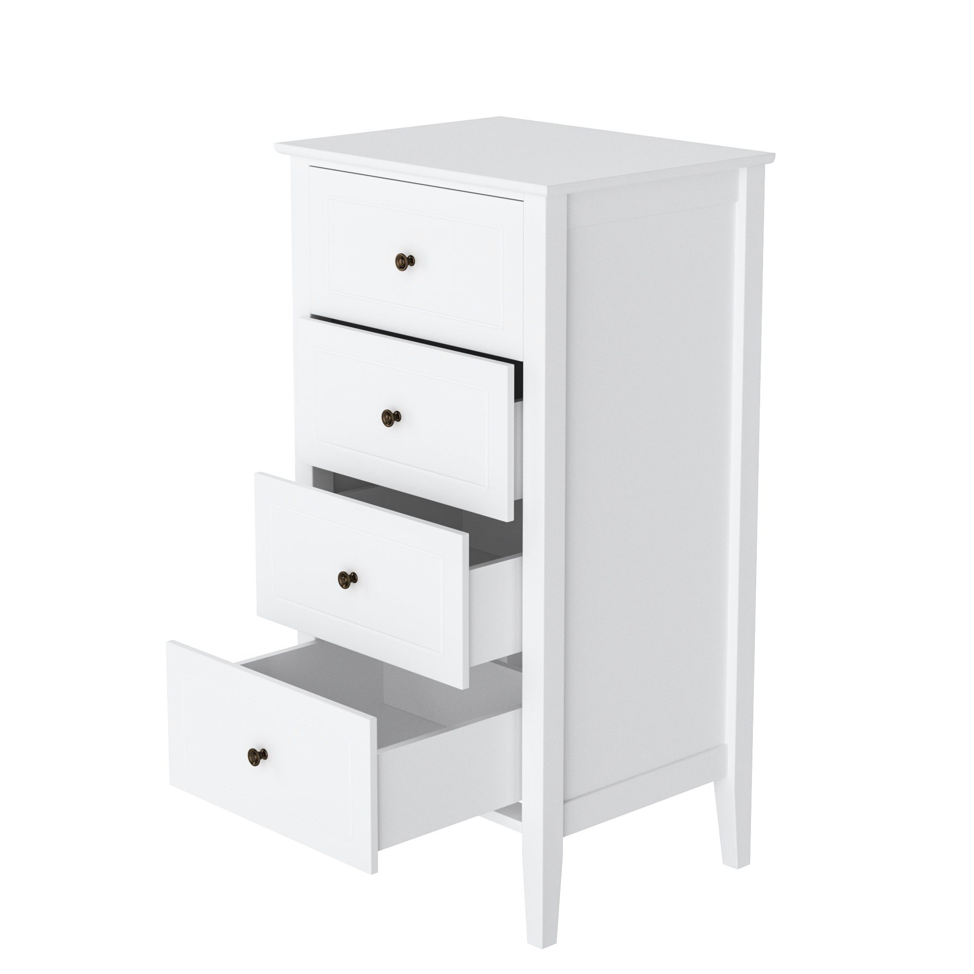 Homfa Kommode Schubladenschrank mit 4 Schubladen, Sideboard schmal, weiß, 50x40x95cm – Bild 5 von 5