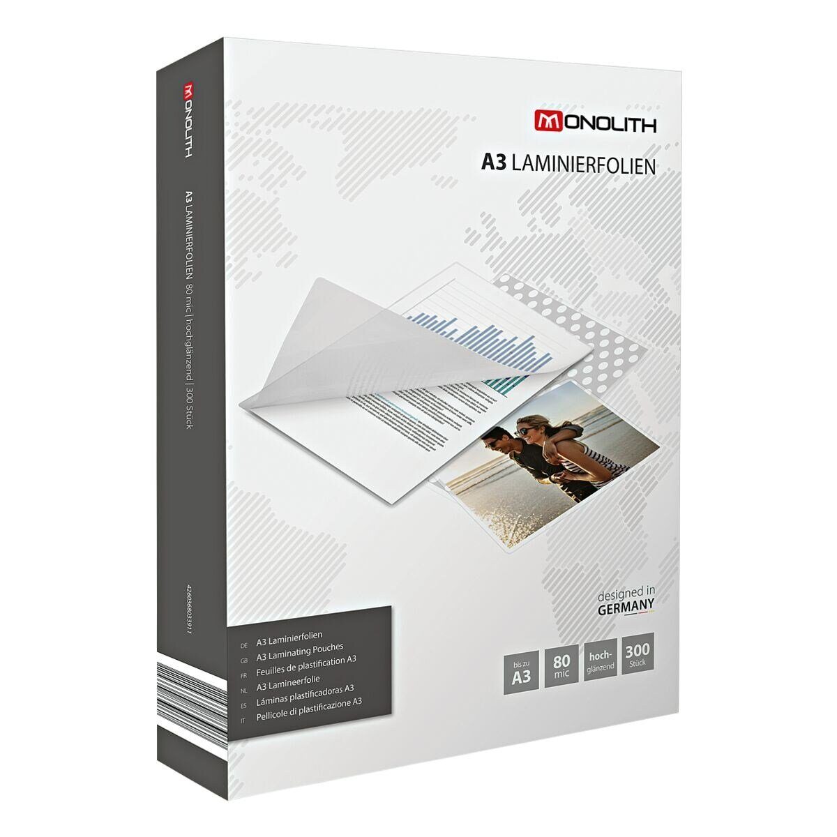 MONOLITH Laminierfolie 81M0380007, A3 80 mic glänzend