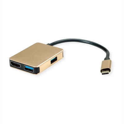 ROLINE »GOLD USB Typ C Dockingstation, HDMI 4K, 2x USB 3.2 Gen 1, 1x PD« Computer-Adapter USB Typ C (USB-C) Männlich (Stecker) zu HDMI Typ A Weiblich (Buchse)