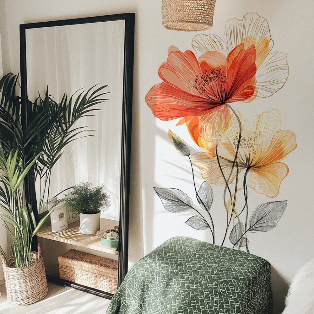 Agger Wandtattoo Wandsticker Blumen Wandtattoo Wandaufkleber für Wohnzimmer, Schlafzimmer Büros Sofa Hintergrund Hause Wanddekoration