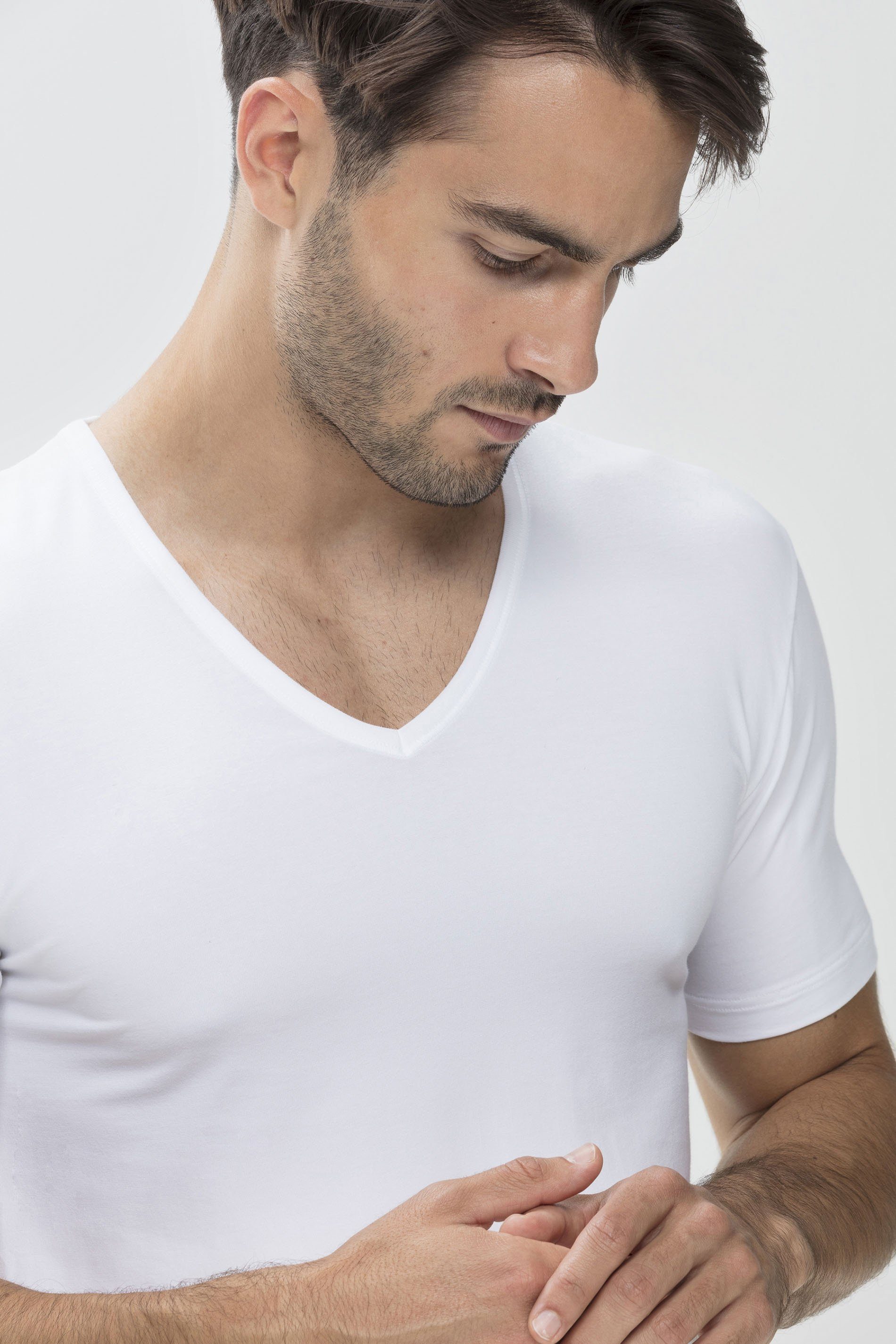 Mey Weiss (1-tlg) Dry Serie Uni V-Shirt Cotton