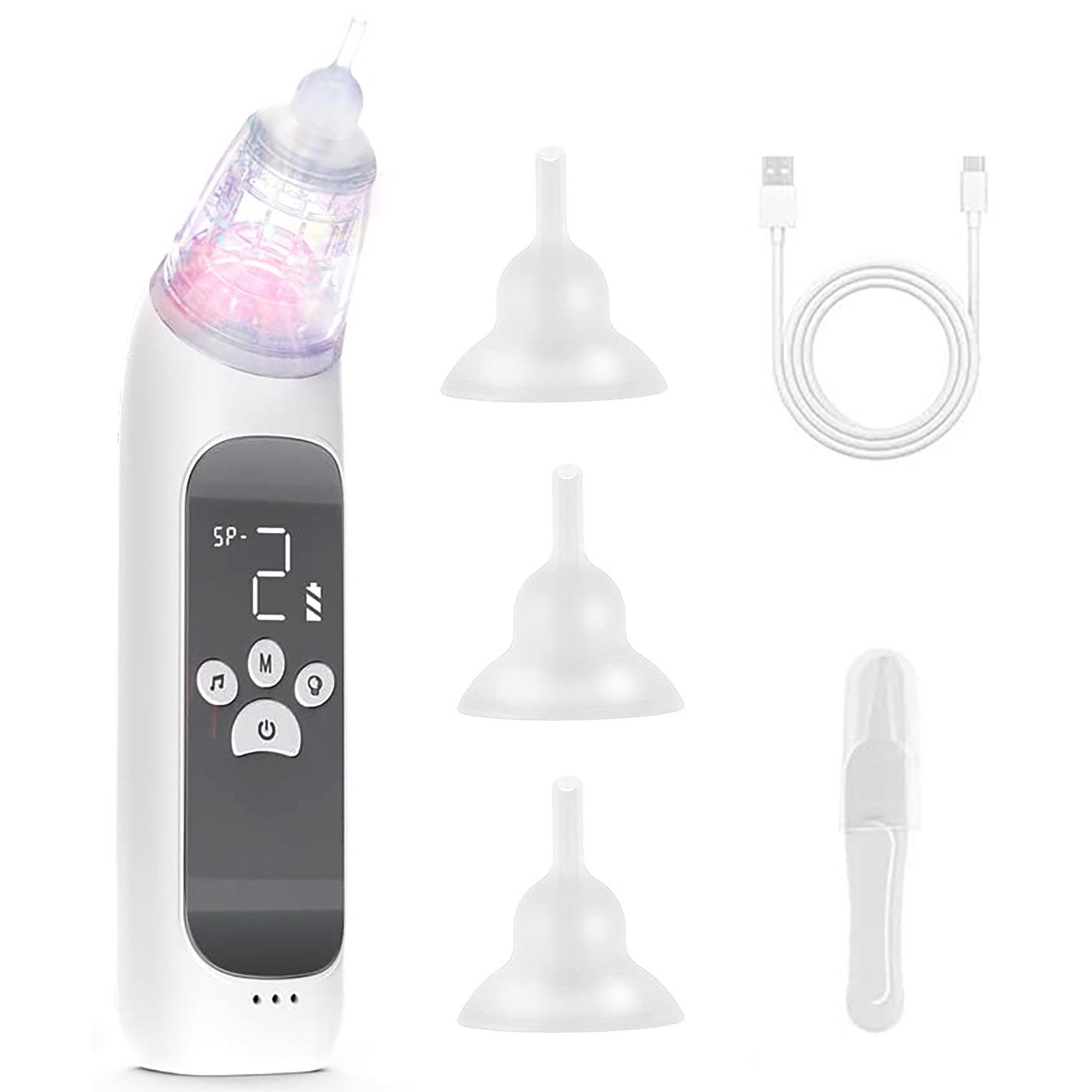 AIMAX Nasensauger Elektrisch Baby Kinder Staubsauger Nose Cleaner USB-Aufladung, Baby Nasal Aspirator 3 Saugstärken 3 Größen Tip Säuglinge/Kleinkinder