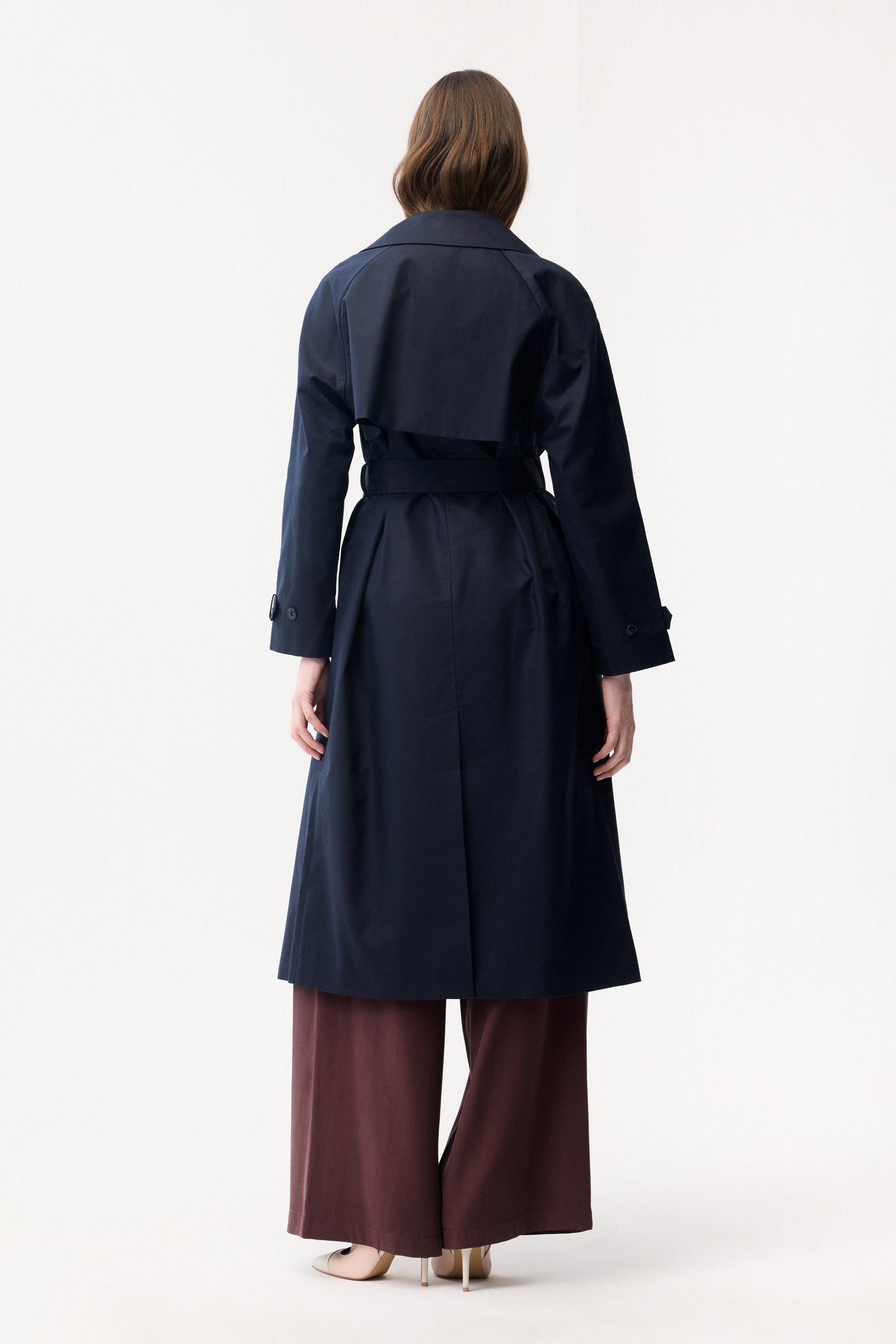 adL Trenchcoat Langer Trenchcoat mit Gürtel-Detail