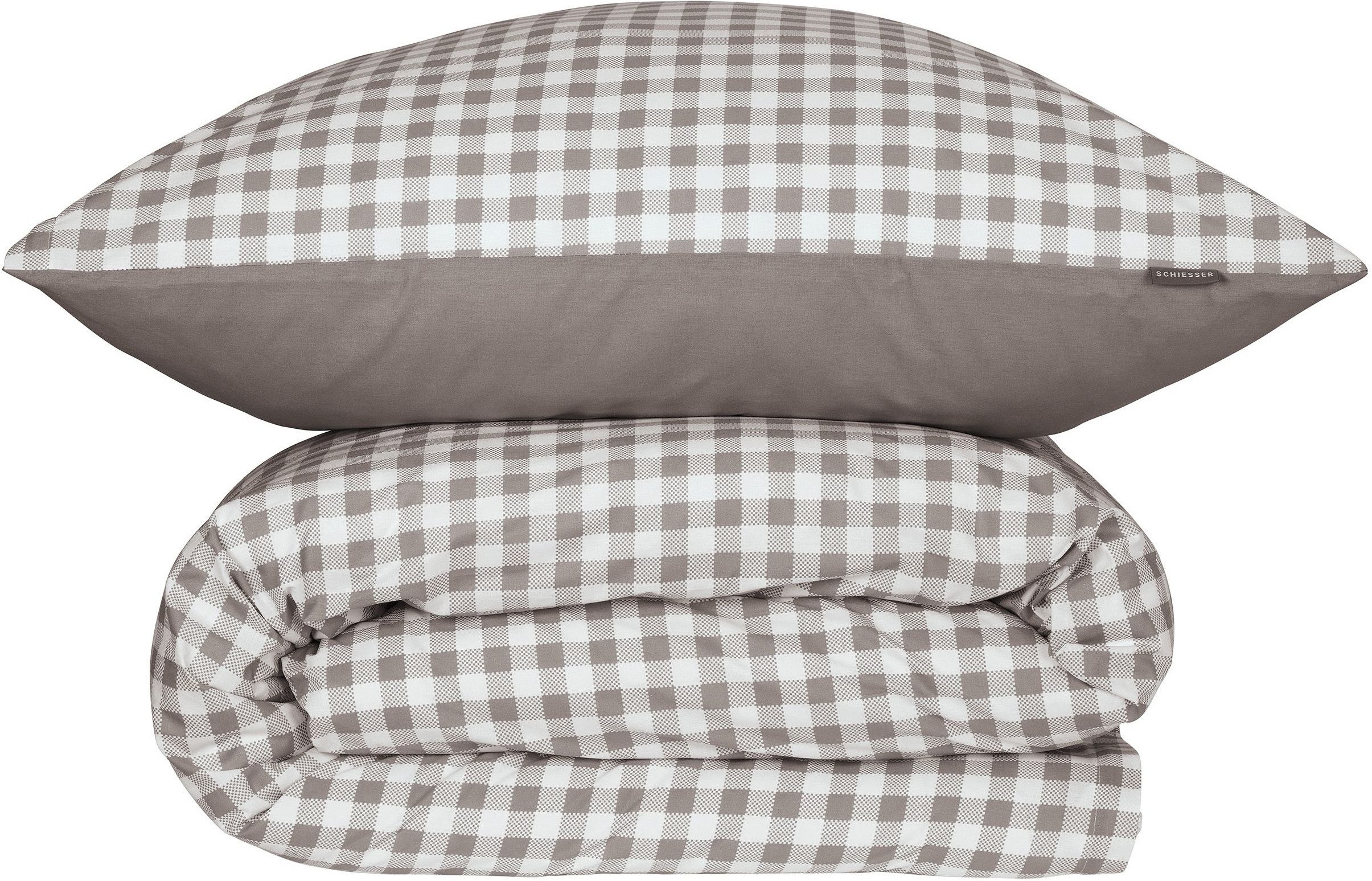 Schiesser Wendebettwäsche Vichy aus weicher Baumwolle mit Karos, Renforcé, 2 teilig, OEKO-TEX® MADE IN GREEN
