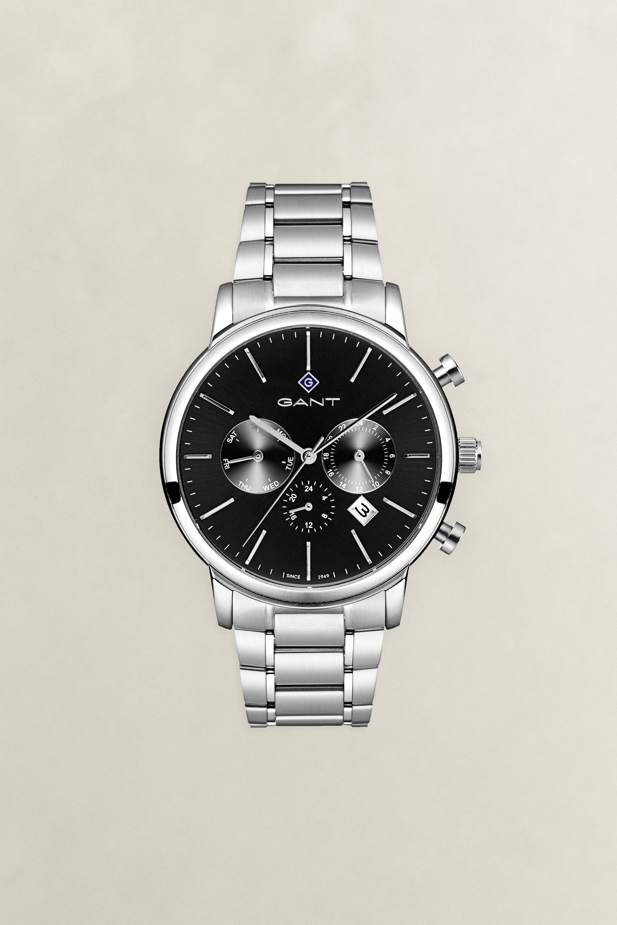 Gant Quarzuhr Cleveland G132001, Armbanduhr, Herrenuhr, Edelstahlarmband, analog, Tag, Wochentag
