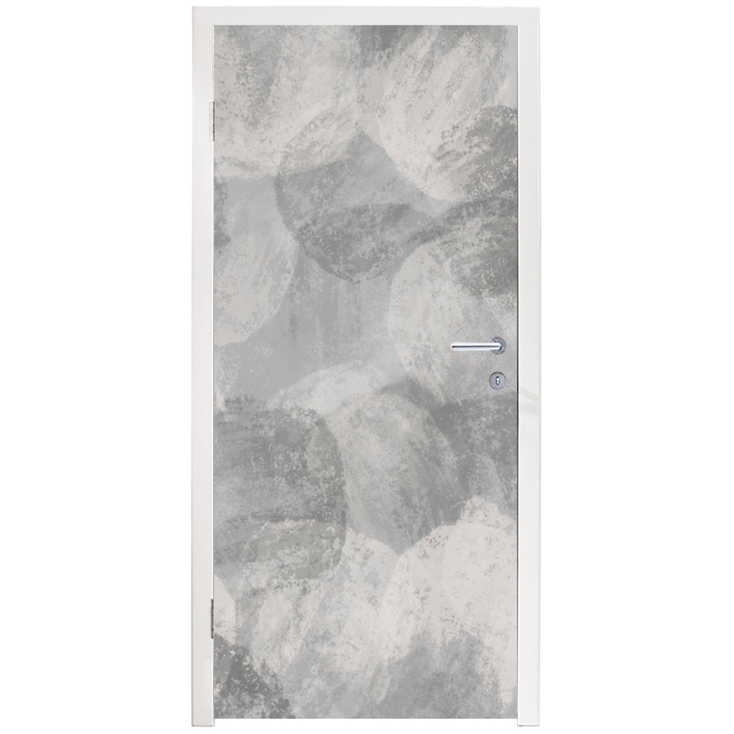 Türaufkleber, Malerei, - Grau cm Türtapete Abstrakt - St), - Tür, 75x205 für (1 Fototapete Farbe bedruckt, Matt, MuchoWow